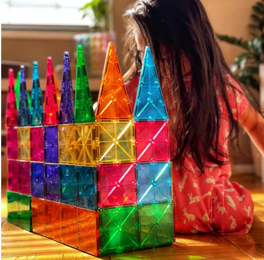 Clear Colors Magna-Tiles® 100-Piece STEM Building Set | Magnetic, Translucent Tiles for Creative Play - Image 6
