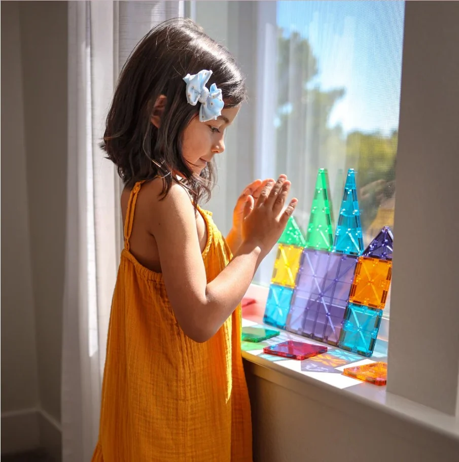 Clear Colors Magna-Tiles® 100-Piece STEM Building Set | Magnetic, Translucent Tiles for Creative Play - Image 7