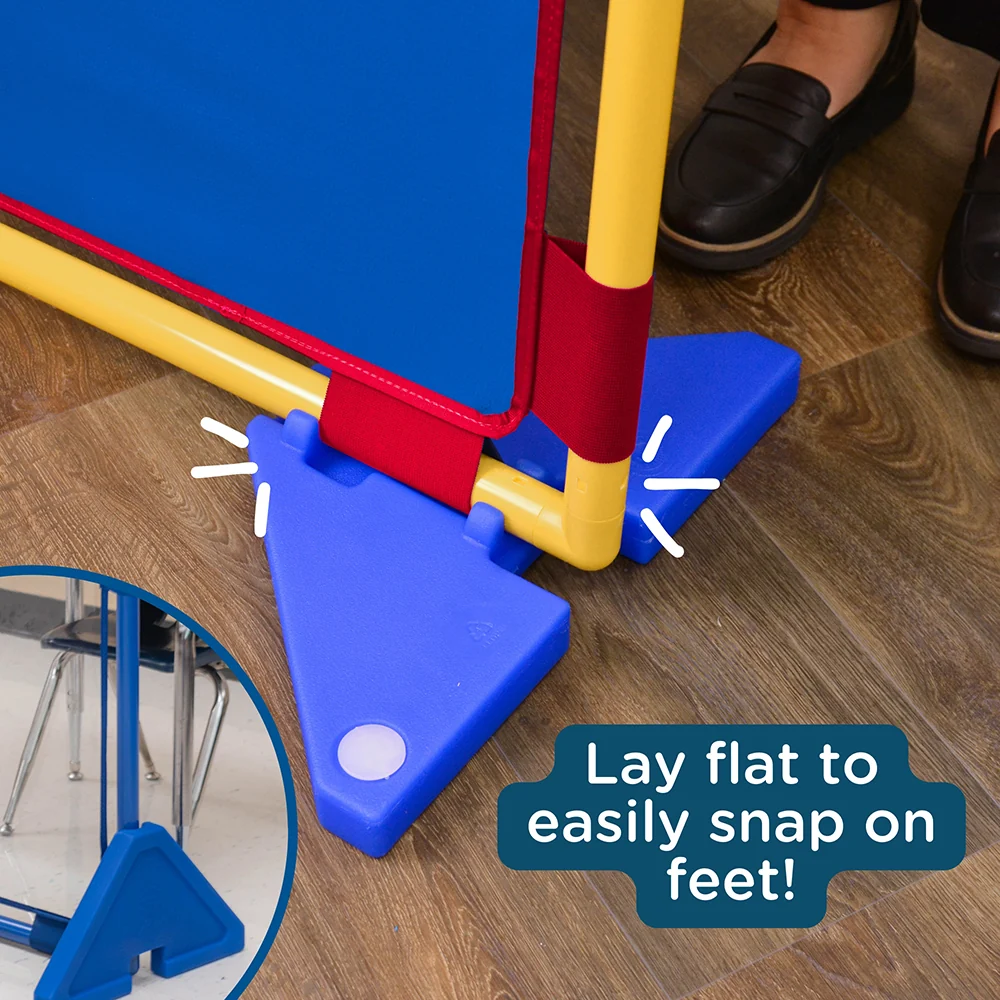 Clear Freestanding Play Panel | Vinyl 48" x 60" Classroom Divider with Stable Feet - Image 4