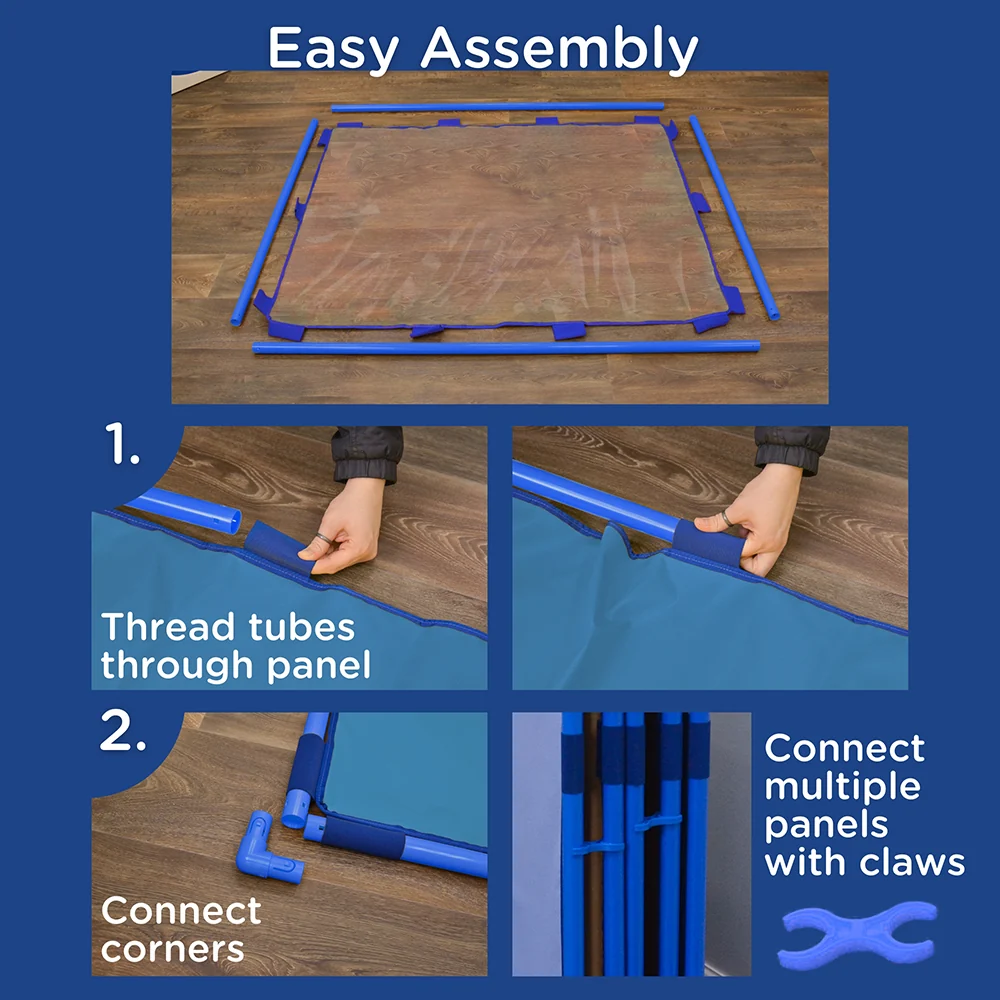 Clear Freestanding Play Panel | Vinyl 48" x 60" Classroom Divider with Stable Feet - Image 5