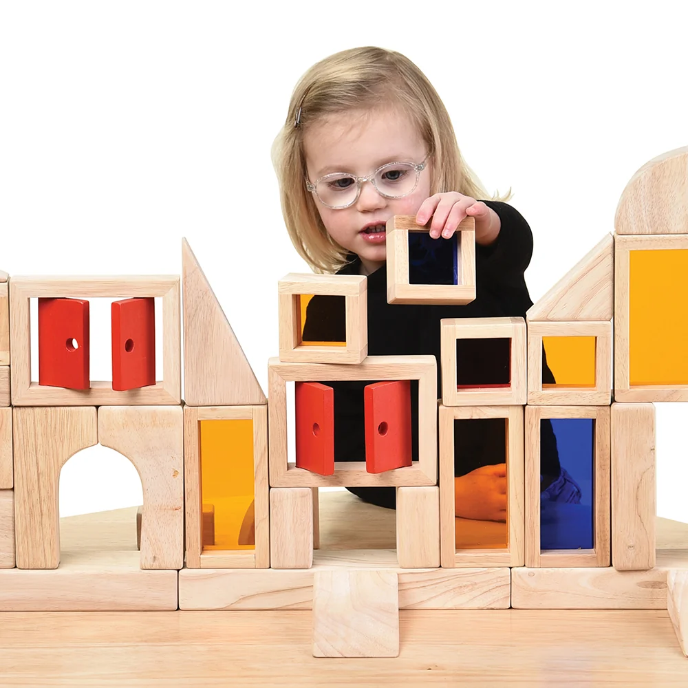 Colored See-Thru Wooden Blocks | 21-Piece Hardwood & Acrylic Building Set - Image 10