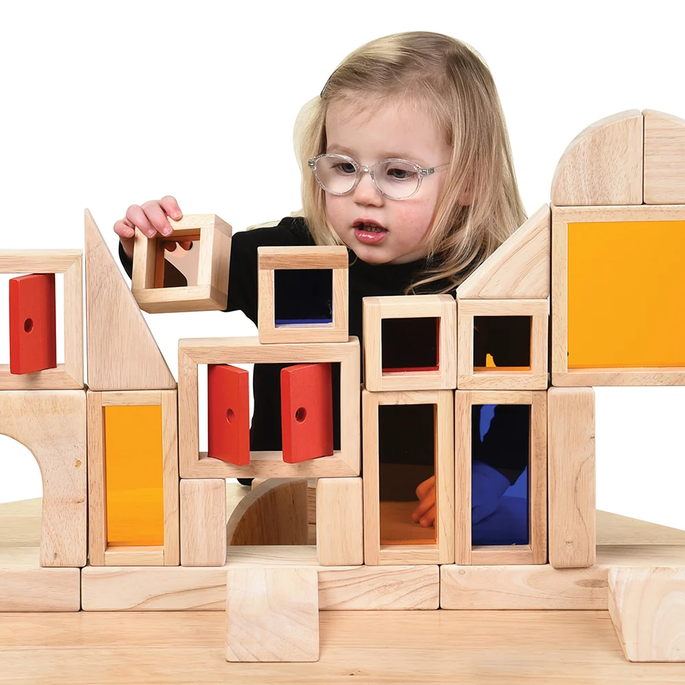 Colored See-Thru Wooden Blocks | 21-Piece Hardwood & Acrylic Building Set - Image 11