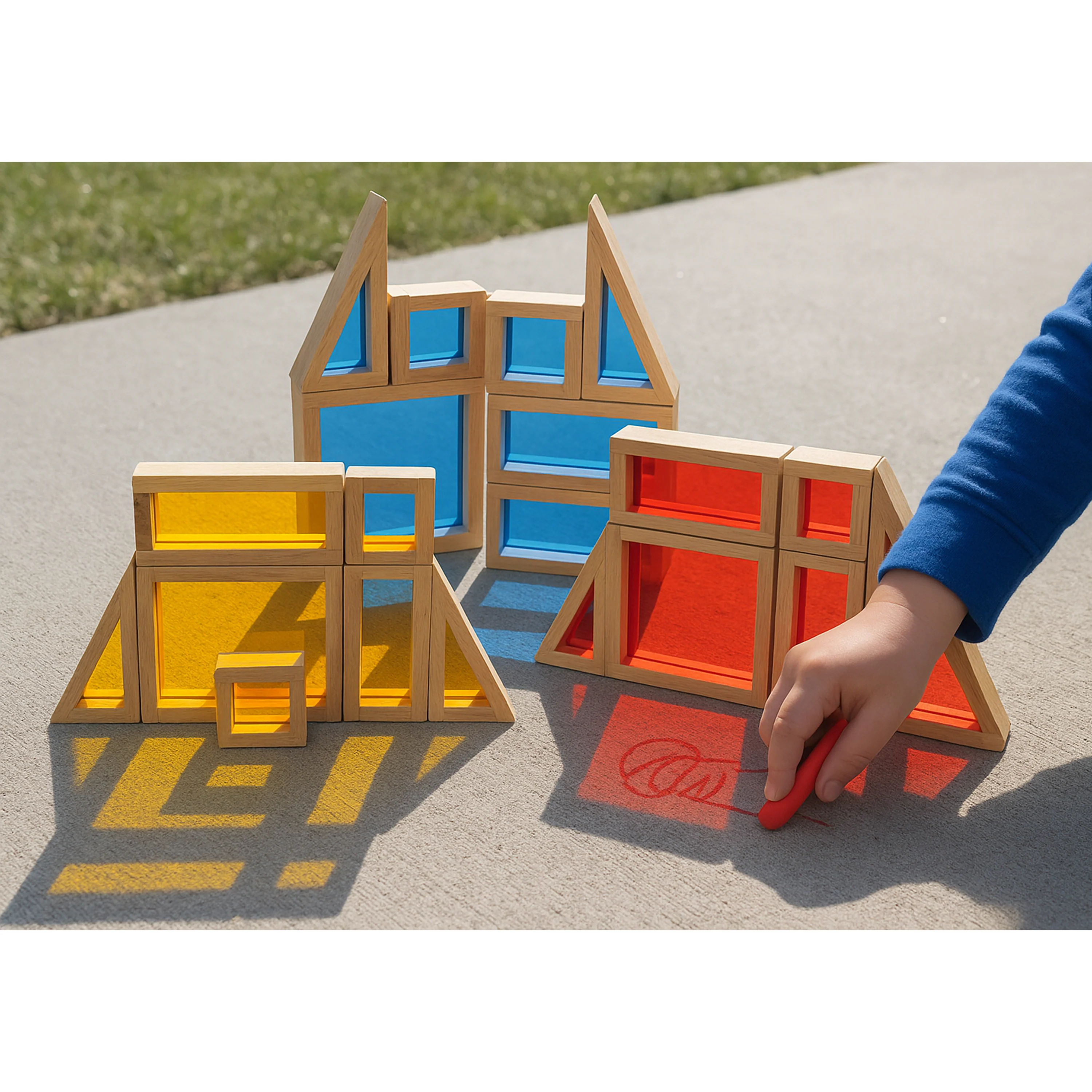 Colored See-Thru Wooden Blocks | 21-Piece Hardwood & Acrylic Building Set - Image 12