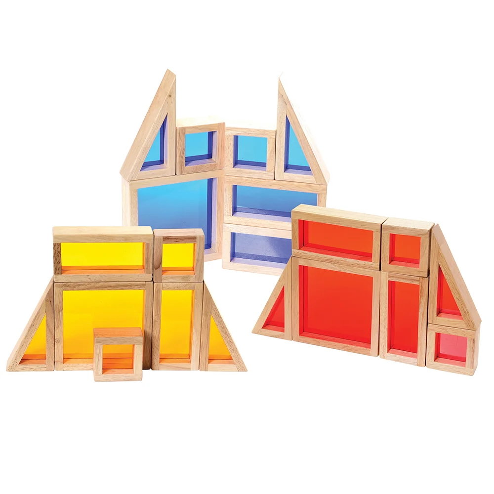 Colored See-Thru Wooden Blocks | 21-Piece Hardwood & Acrylic Building Set - Image 13