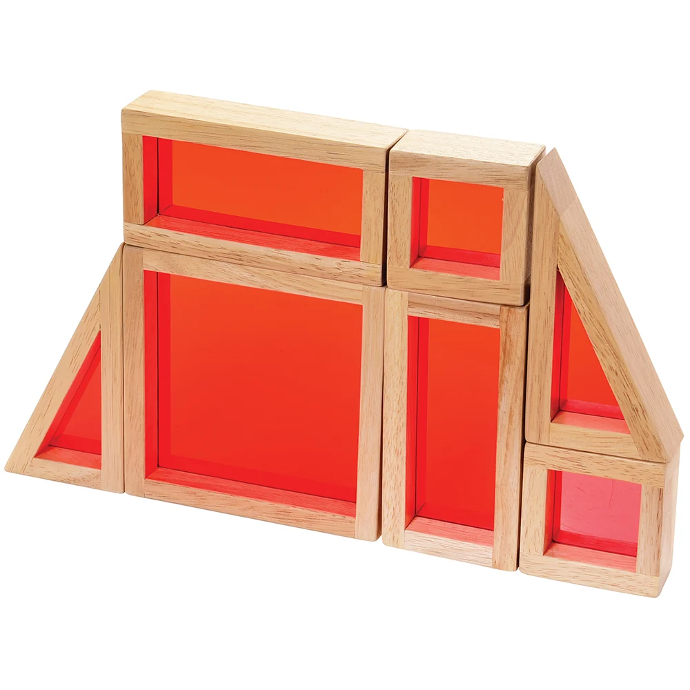 Colored See-Thru Wooden Blocks | 21-Piece Hardwood & Acrylic Building Set - Image 6