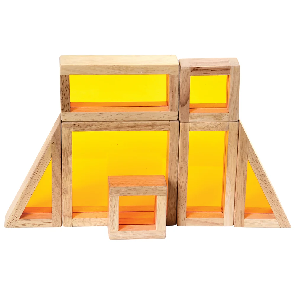 Colored See-Thru Wooden Blocks | 21-Piece Hardwood & Acrylic Building Set - Image 8