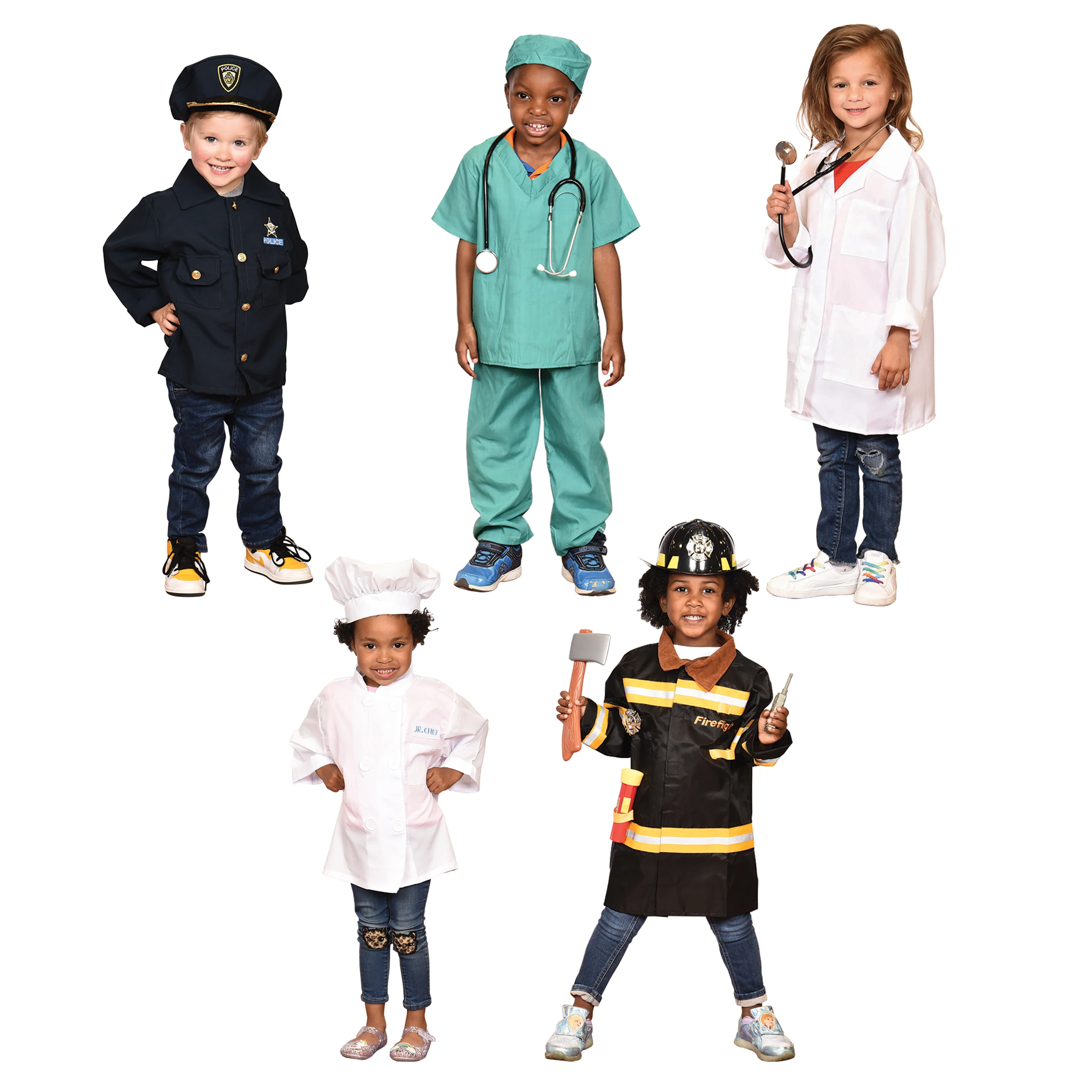 Community Helpers Dress-Up Costume Set | 5-Piece Career Outfits with Props for Ages 3–6
