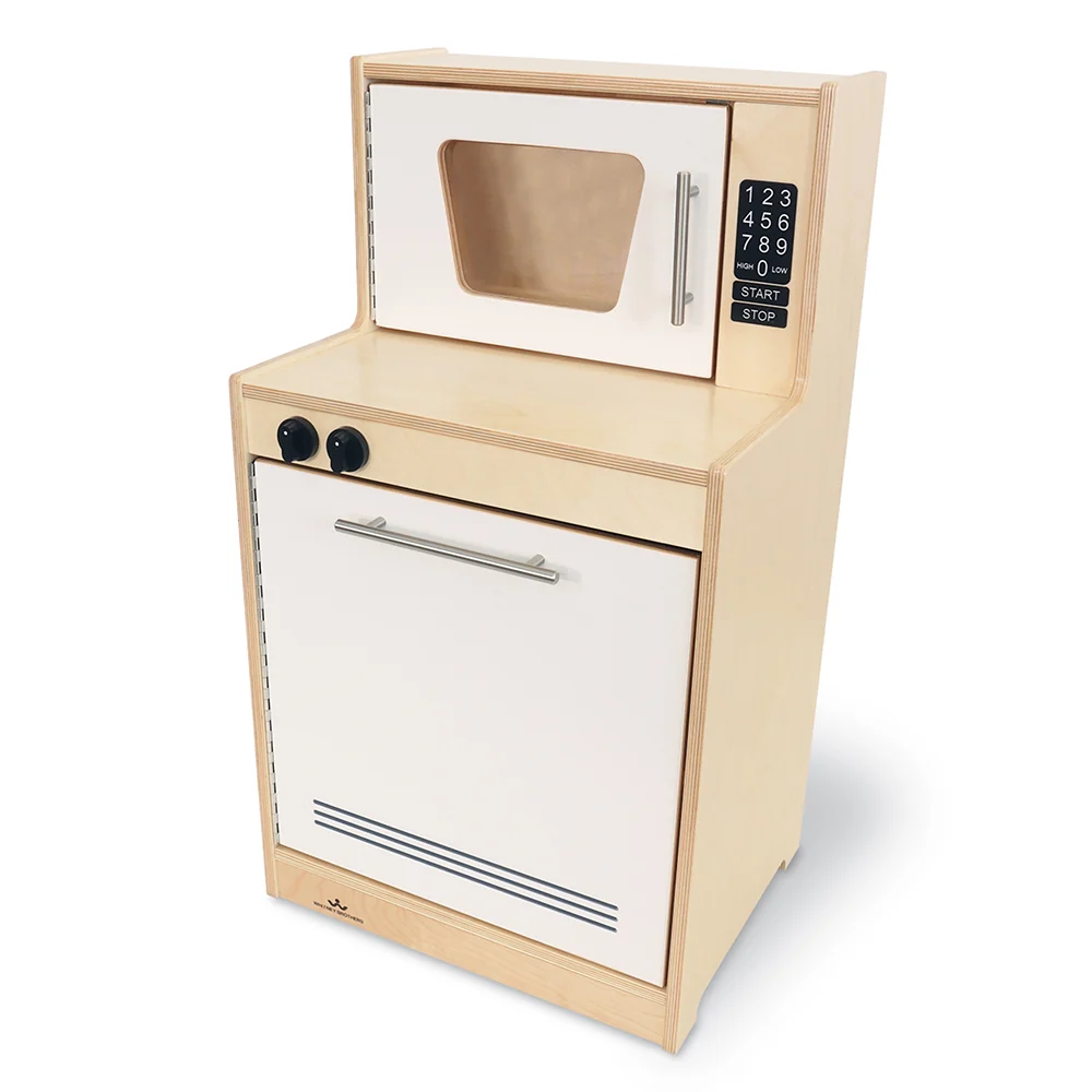 Contemporary White Dishwasher & Microwave Combo | Preschool Pretend Play Kitchen Appliance