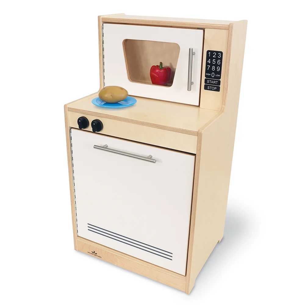Contemporary White Dishwasher & Microwave Combo | Preschool Pretend Play Kitchen Appliance - Image 2