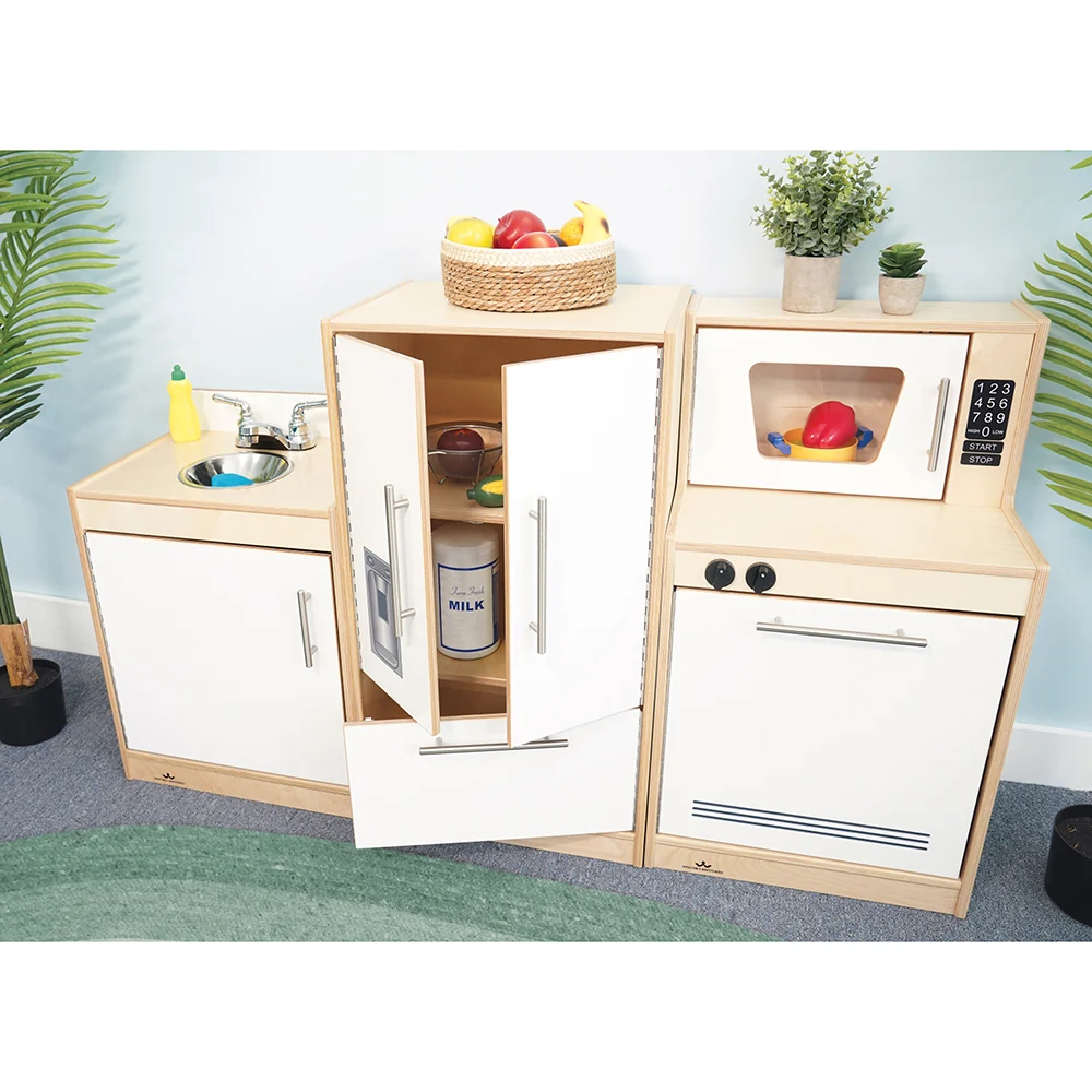 Contemporary Kitchen White Refrigerator | Pretend Play Fridge with Realistic Details - Image 3