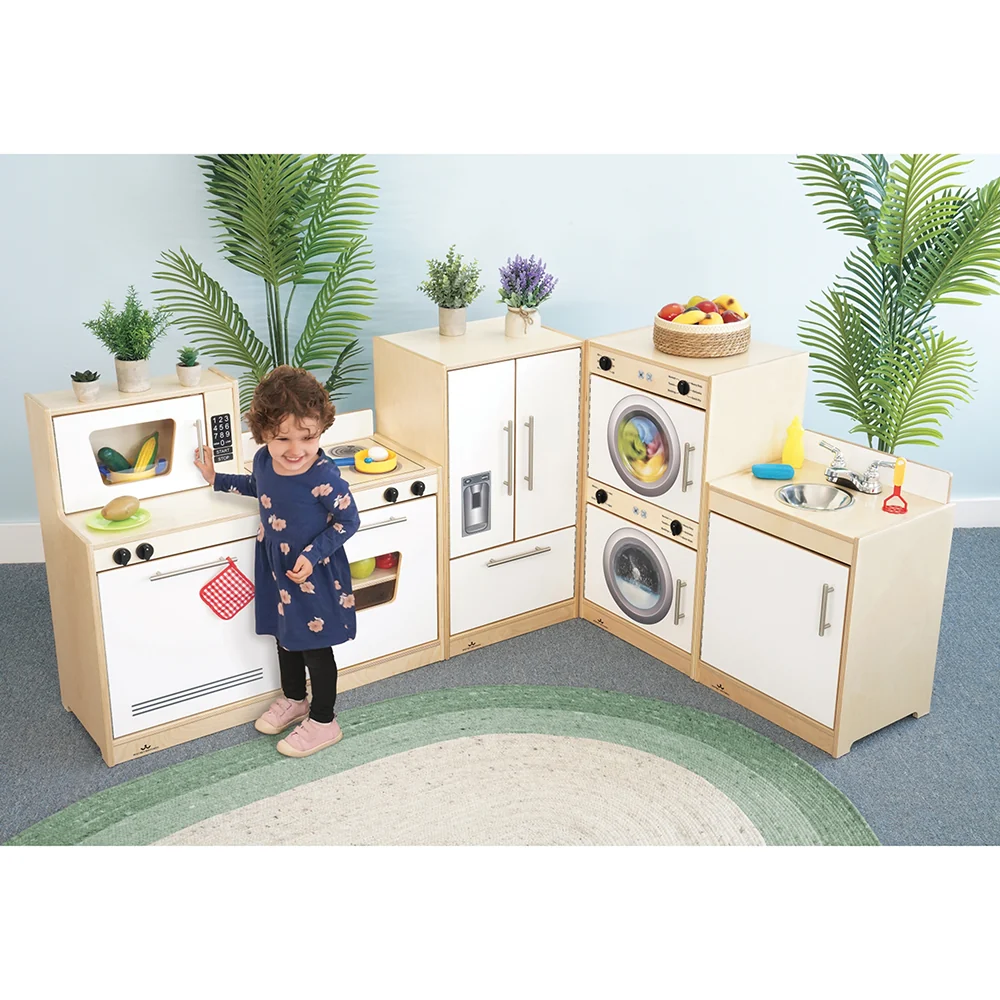 Contemporary White Washer & Dryer | Pretend Play Laundry Appliance with Realistic Details - Image 4
