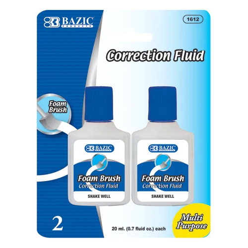 Correction Fluid with Foam Brush - 2 pk