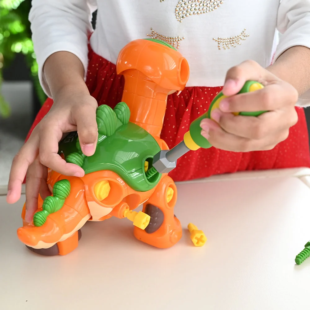 Create-A-Dino Construction Play Set | Build & Roll T-Rex and Stegosaurus with Tools - Image 22