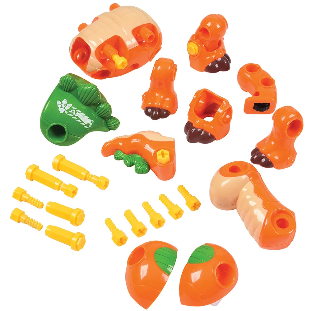 Create-A-Dino Construction Play Set | Build & Roll T-Rex and Stegosaurus with Tools - Image 8