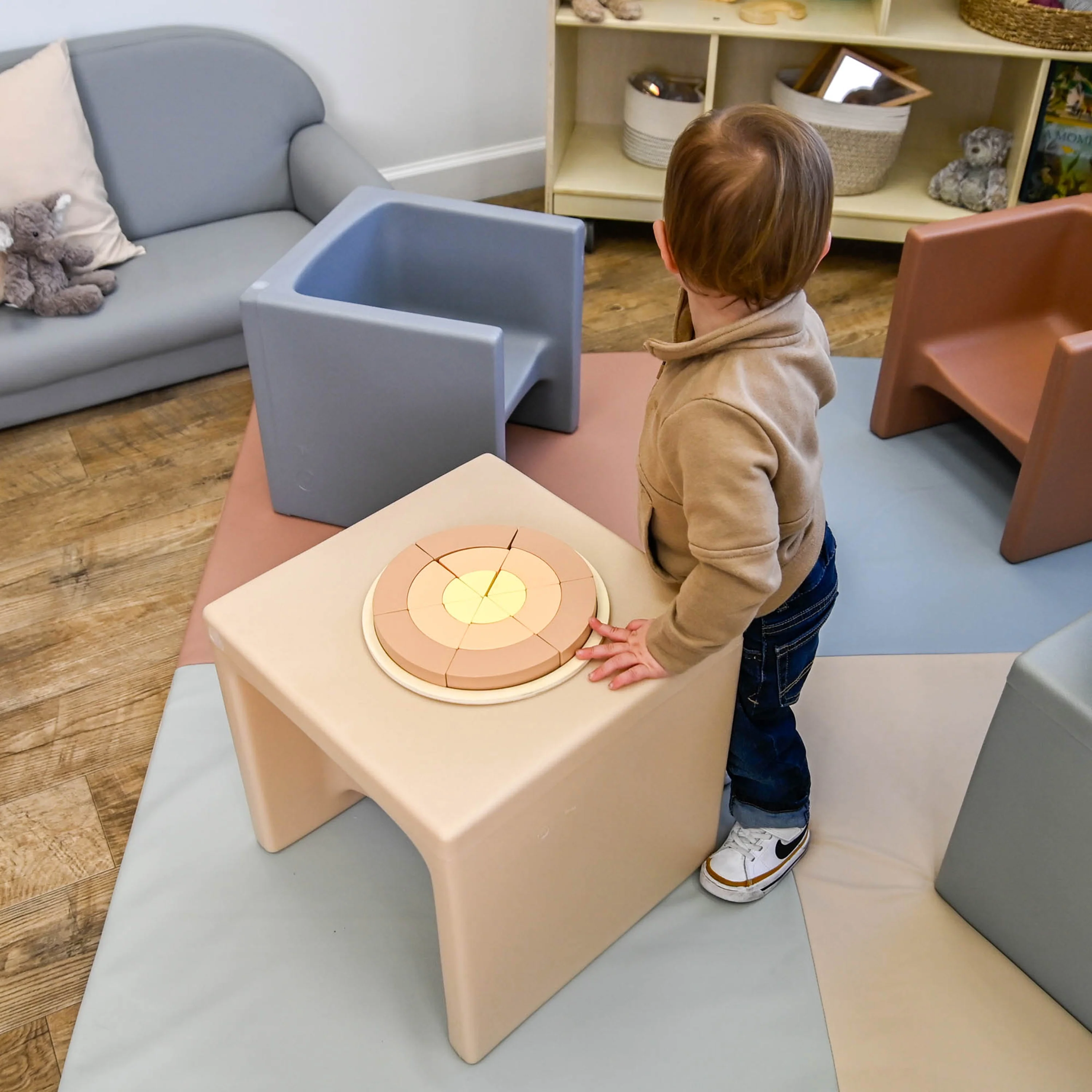 4-Piece 3-in-1 Adjustable Toddler Cube Chair Set | Elements Collection in Fog Blue, Sand, Coastal Green & Clay - Image 3
