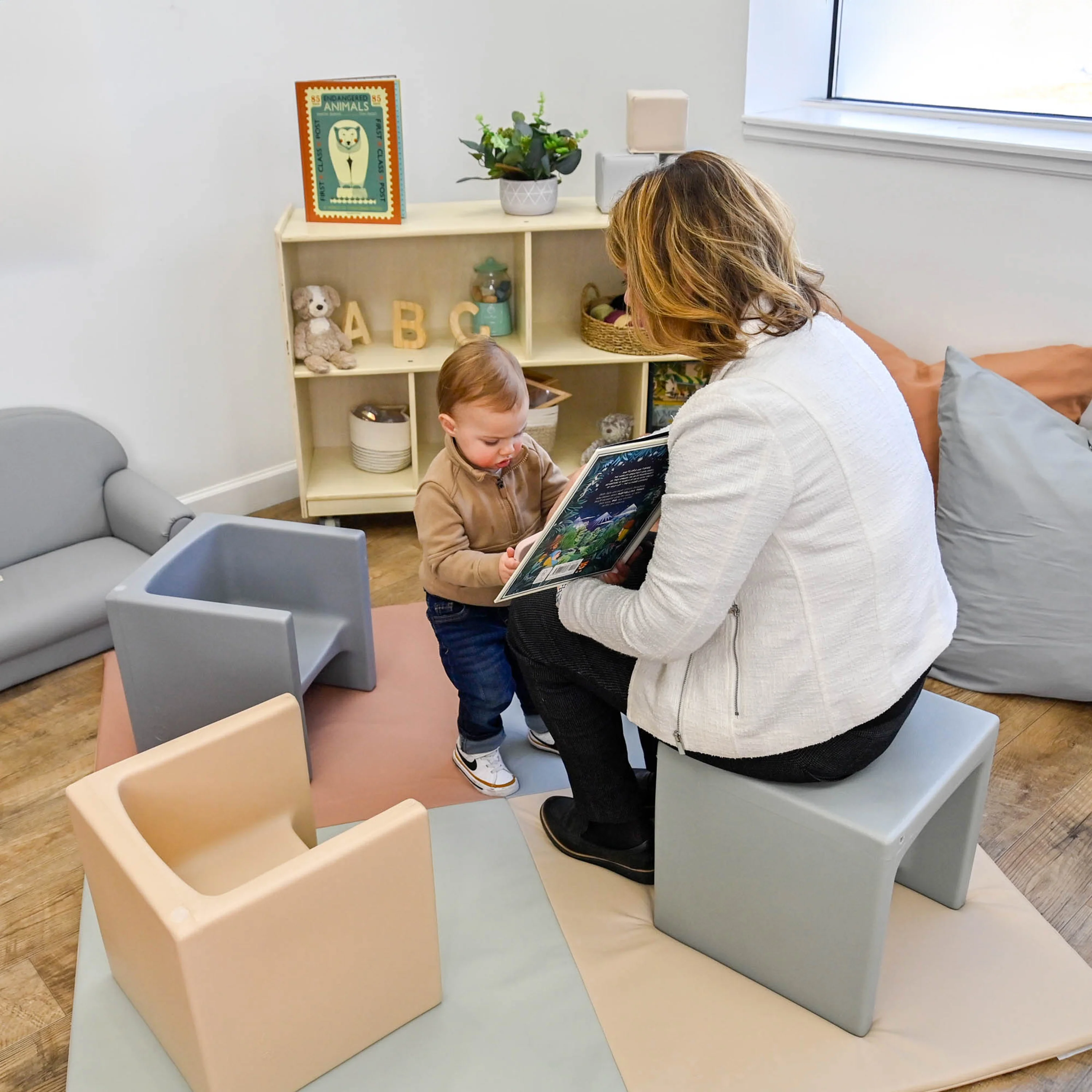 4-Piece 3-in-1 Adjustable Toddler Cube Chair Set | Elements Collection in Fog Blue, Sand, Coastal Green & Clay - Image 5