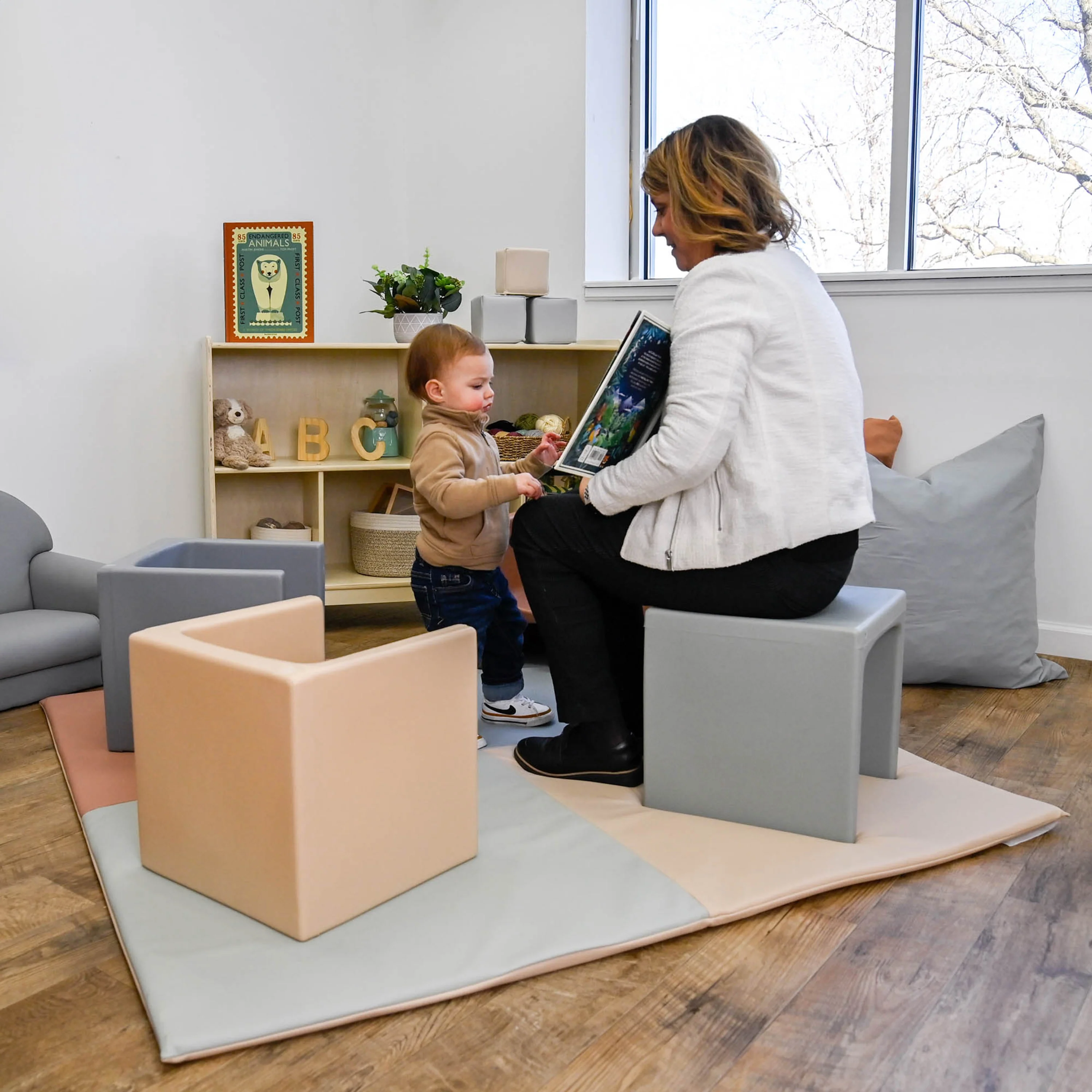 4-Piece 3-in-1 Adjustable Toddler Cube Chair Set | Elements Collection in Fog Blue, Sand, Coastal Green & Clay - Image 6