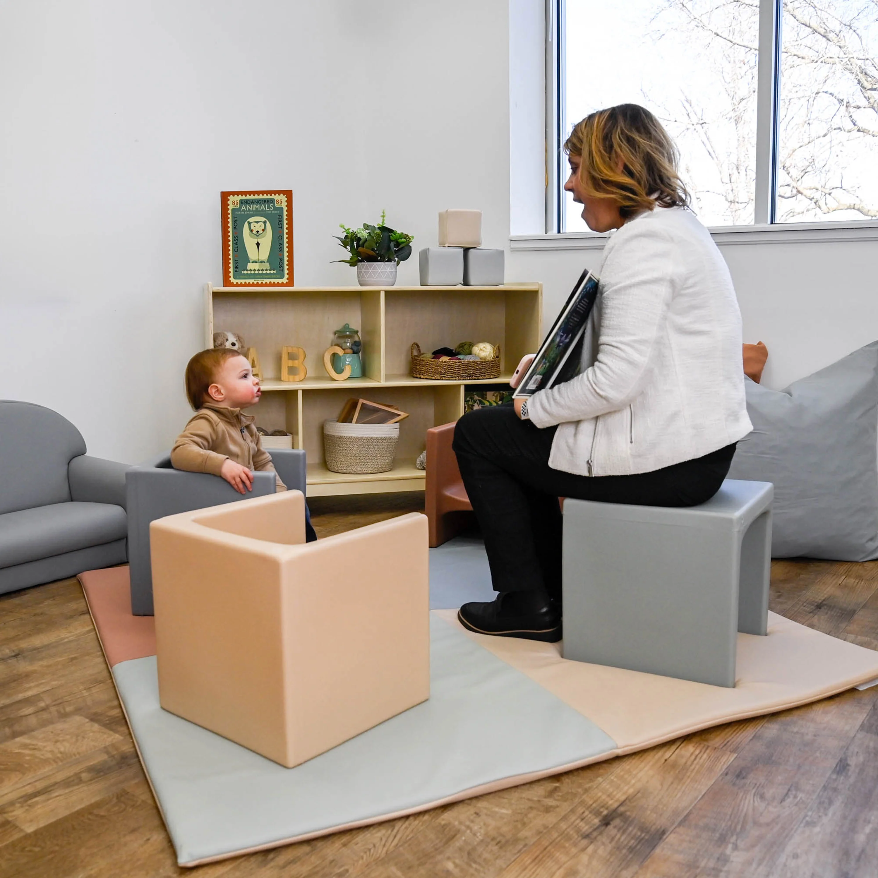 4-Piece 3-in-1 Adjustable Toddler Cube Chair Set | Elements Collection in Fog Blue, Sand, Coastal Green & Clay - Image 7