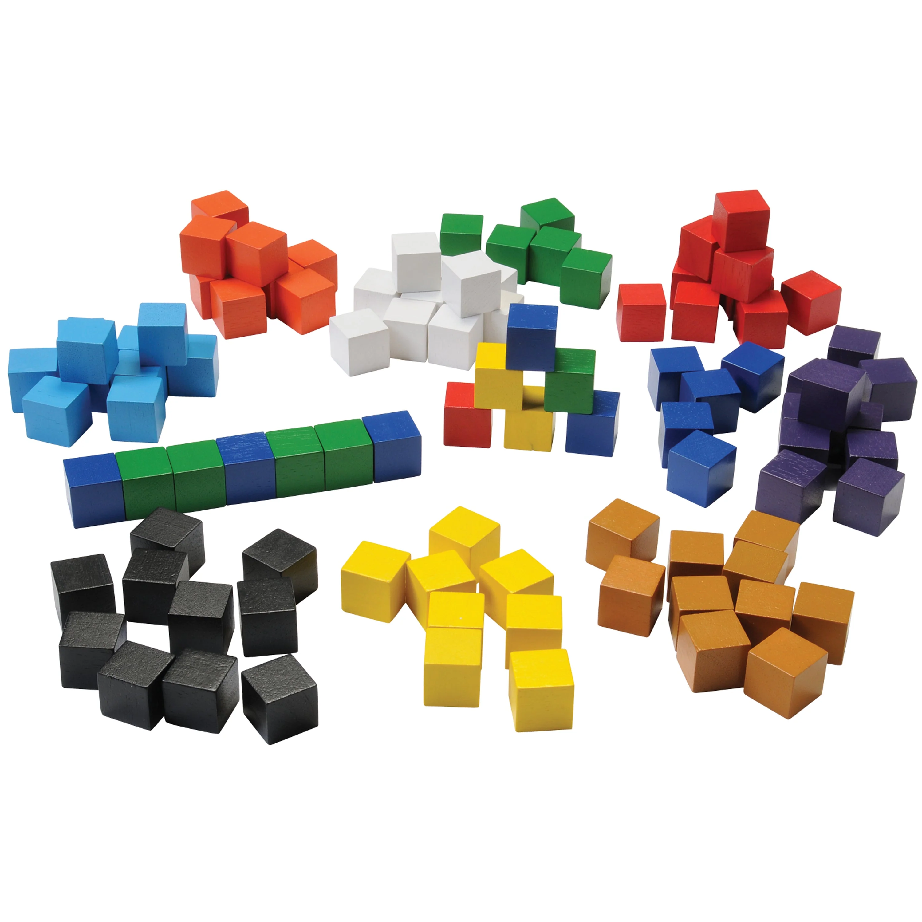Cubical Counting Blocks | 100-Piece Wooden Colorful Math Manipulatives