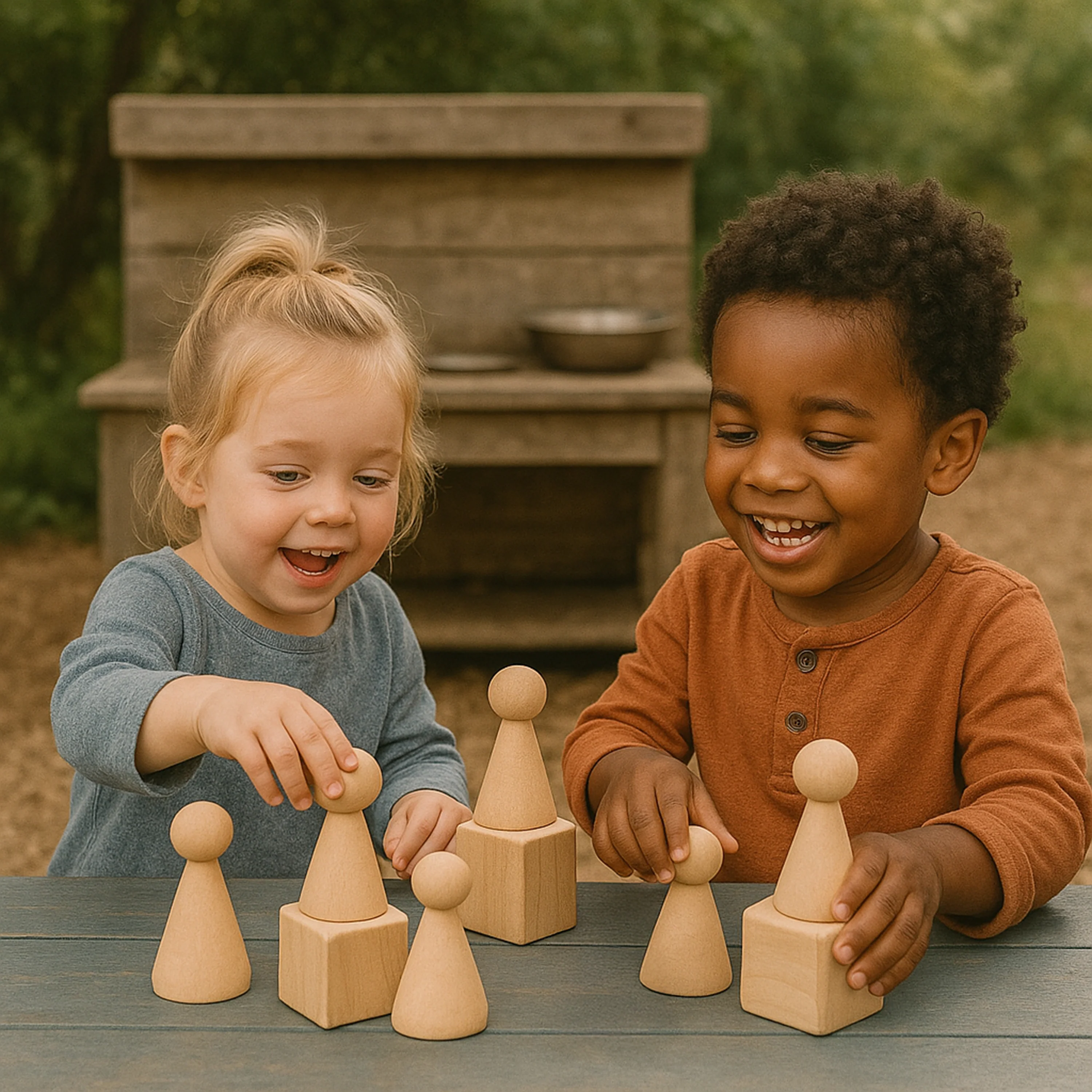 Cylinders, Cubes & Cones Hardwood Blocks | 30-Piece Toddler Shape Building Set