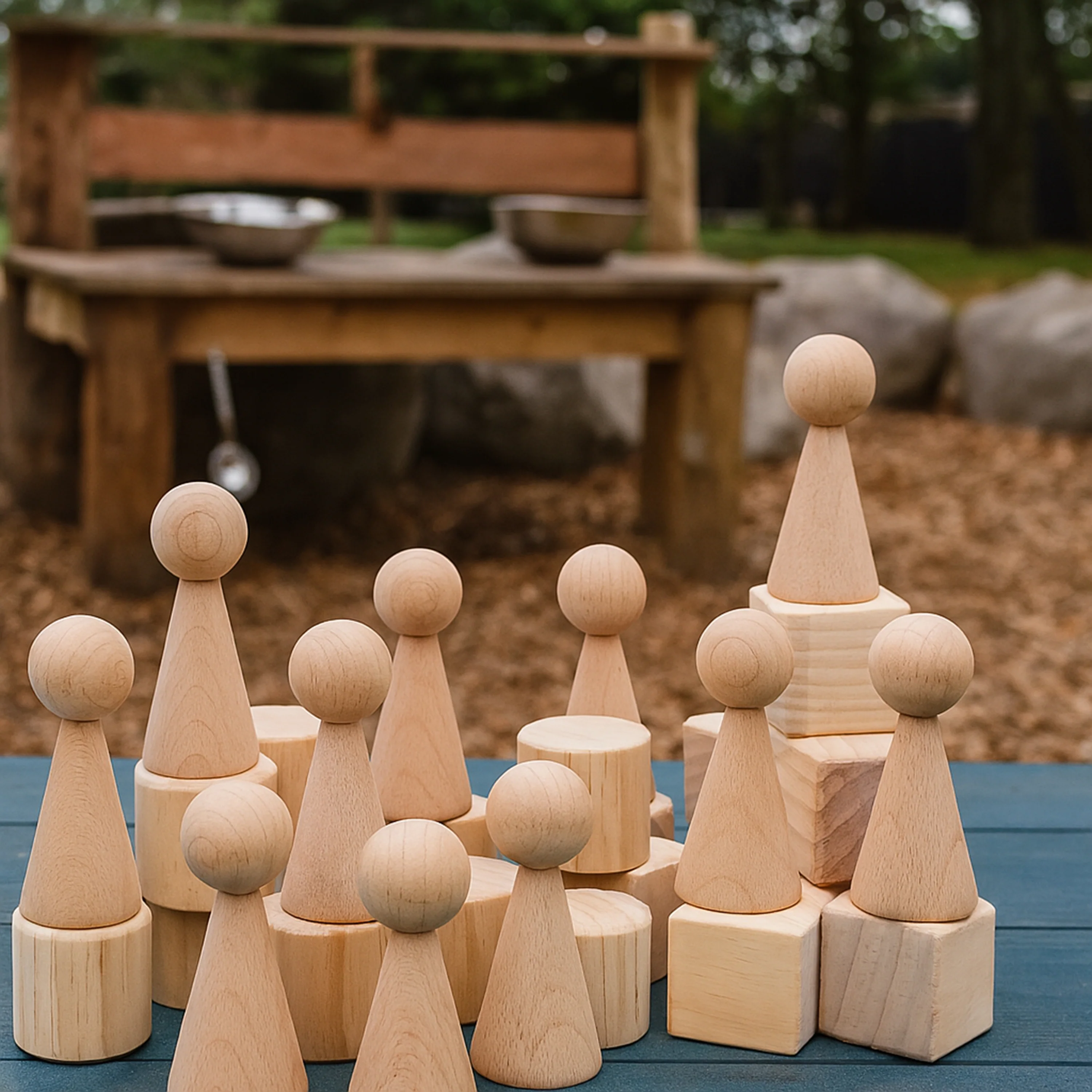 Cylinders, Cubes & Cones Hardwood Blocks | 30-Piece Toddler Shape Building Set - Image 4