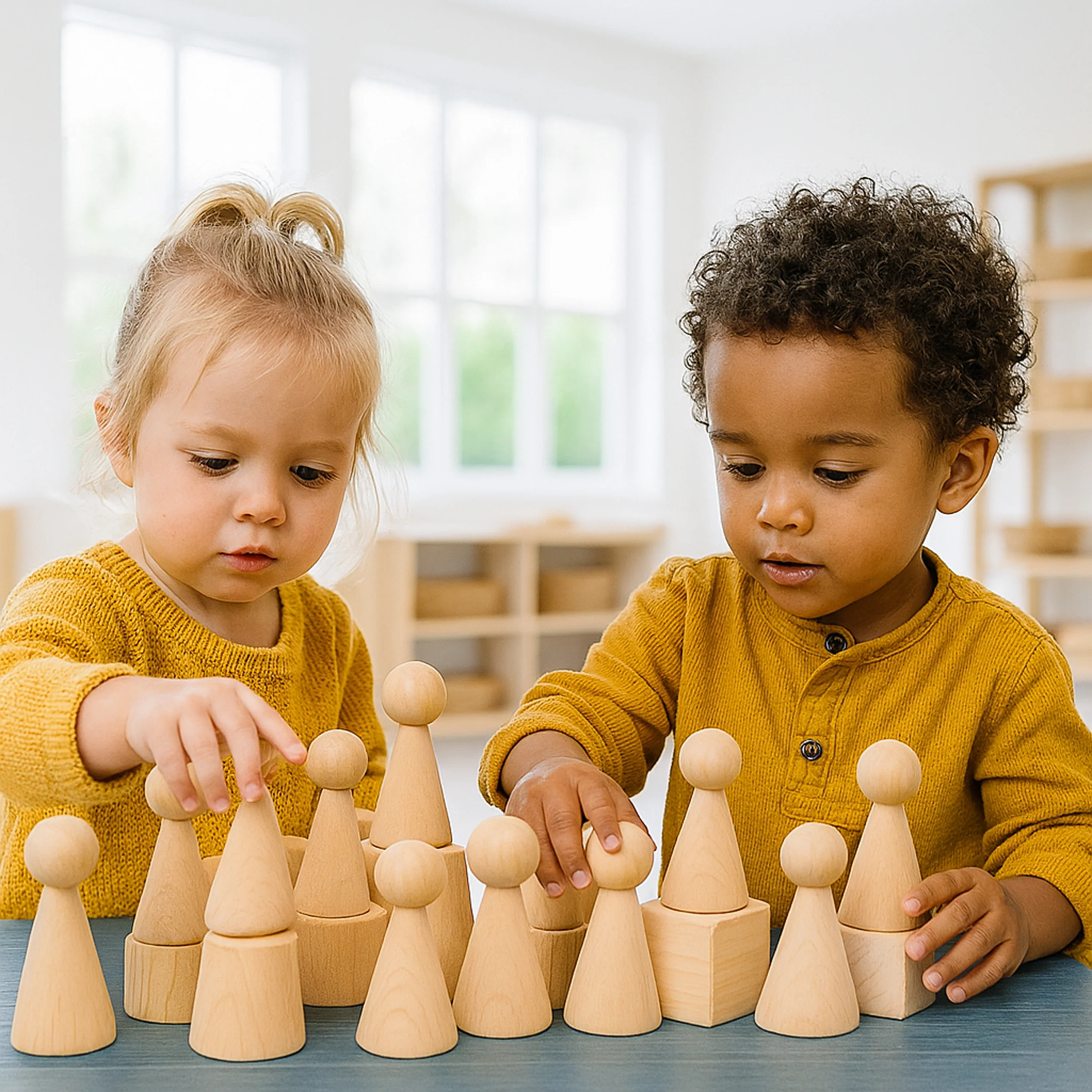 Cylinders, Cubes & Cones Hardwood Blocks | 30-Piece Toddler Shape Building Set - Image 5