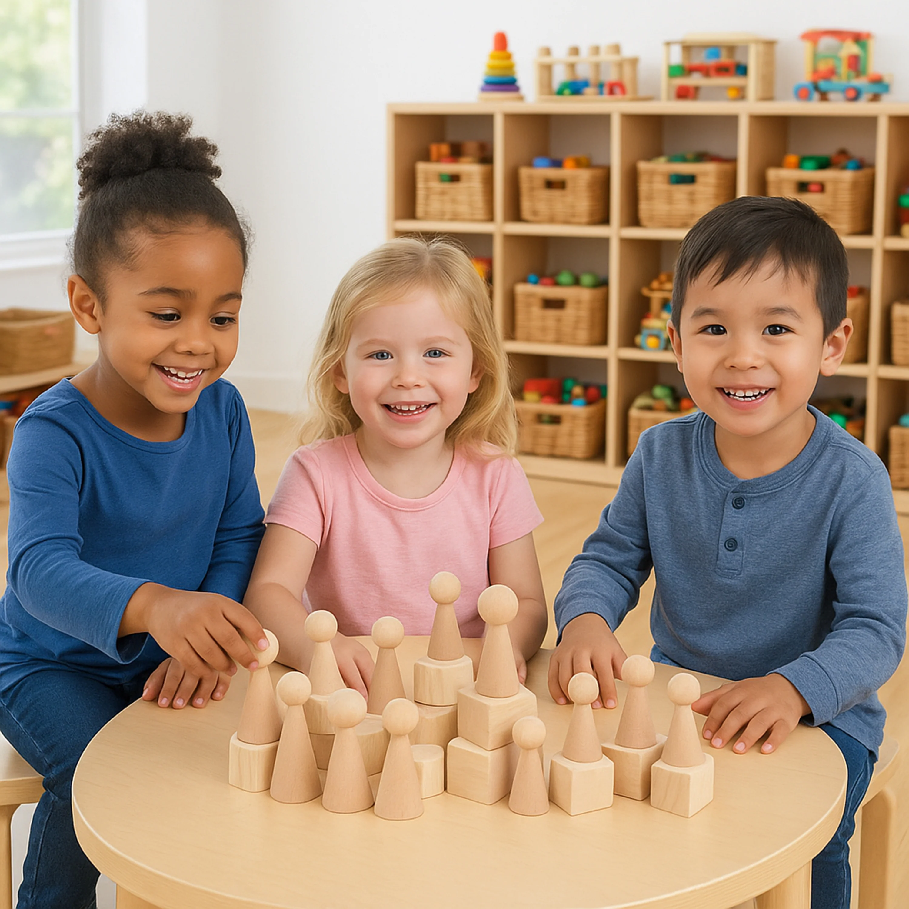 Cylinders, Cubes & Cones Hardwood Blocks | 30-Piece Toddler Shape Building Set - Image 7