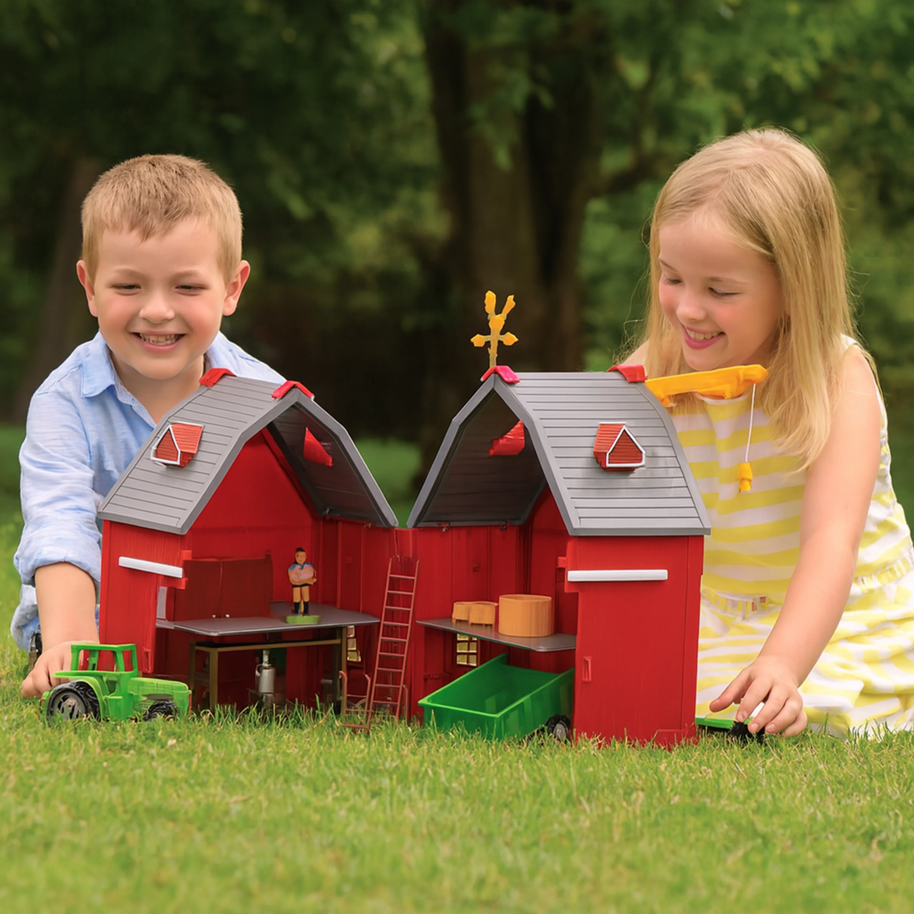 Deluxe Barnyard Playset | 100-Piece Farm Toy Set with Barn, Tractor, Animals & Figures - Image 3