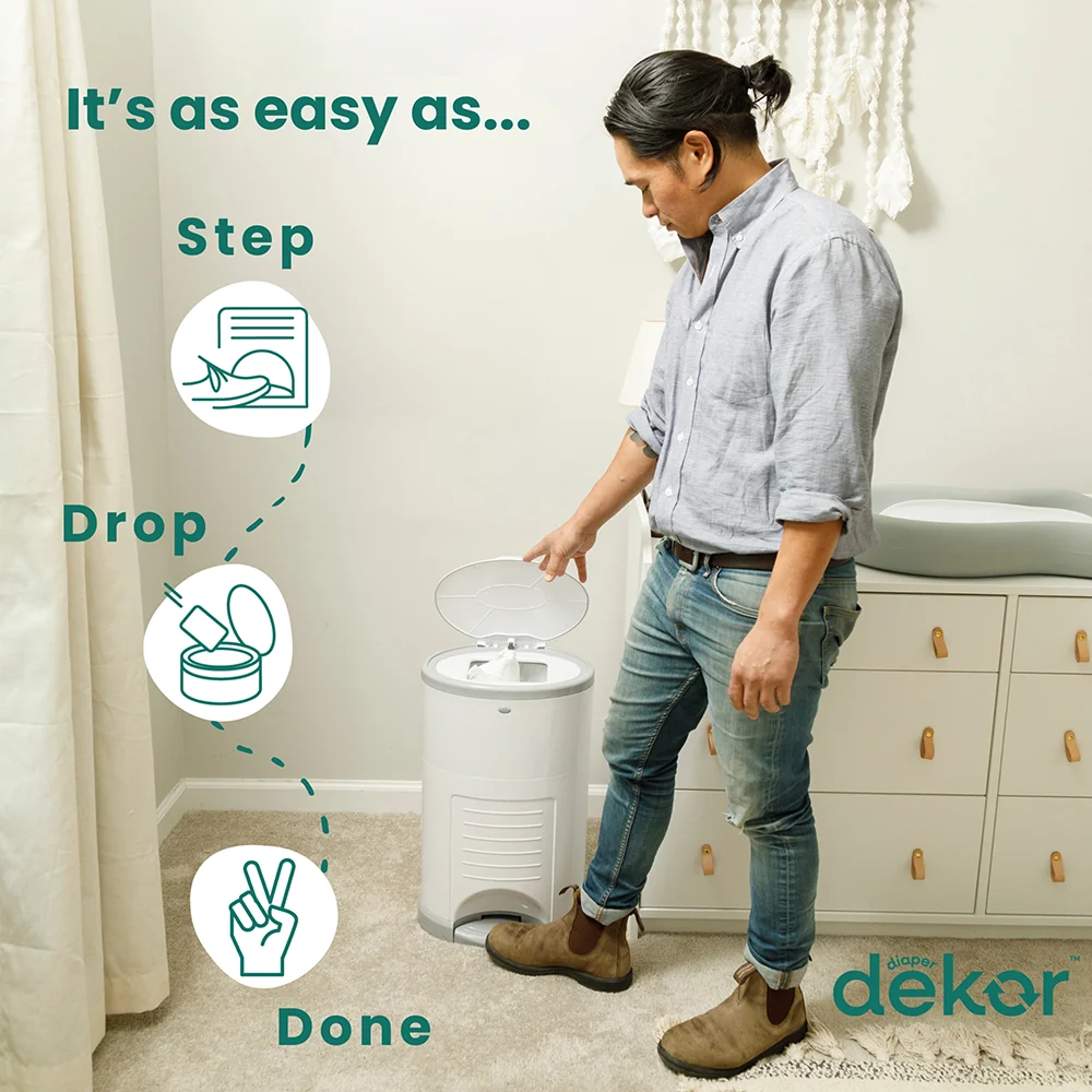 Dekor Eko Plus Hands-Free Diaper Pail | Odor-Controlled, Eco-Friendly Solution - Image 2