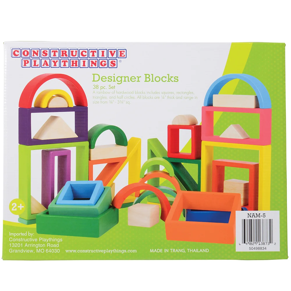38-Piece Colorful Designer Blocks | Durable Hardwood Shapes for Creative Building - Image 12