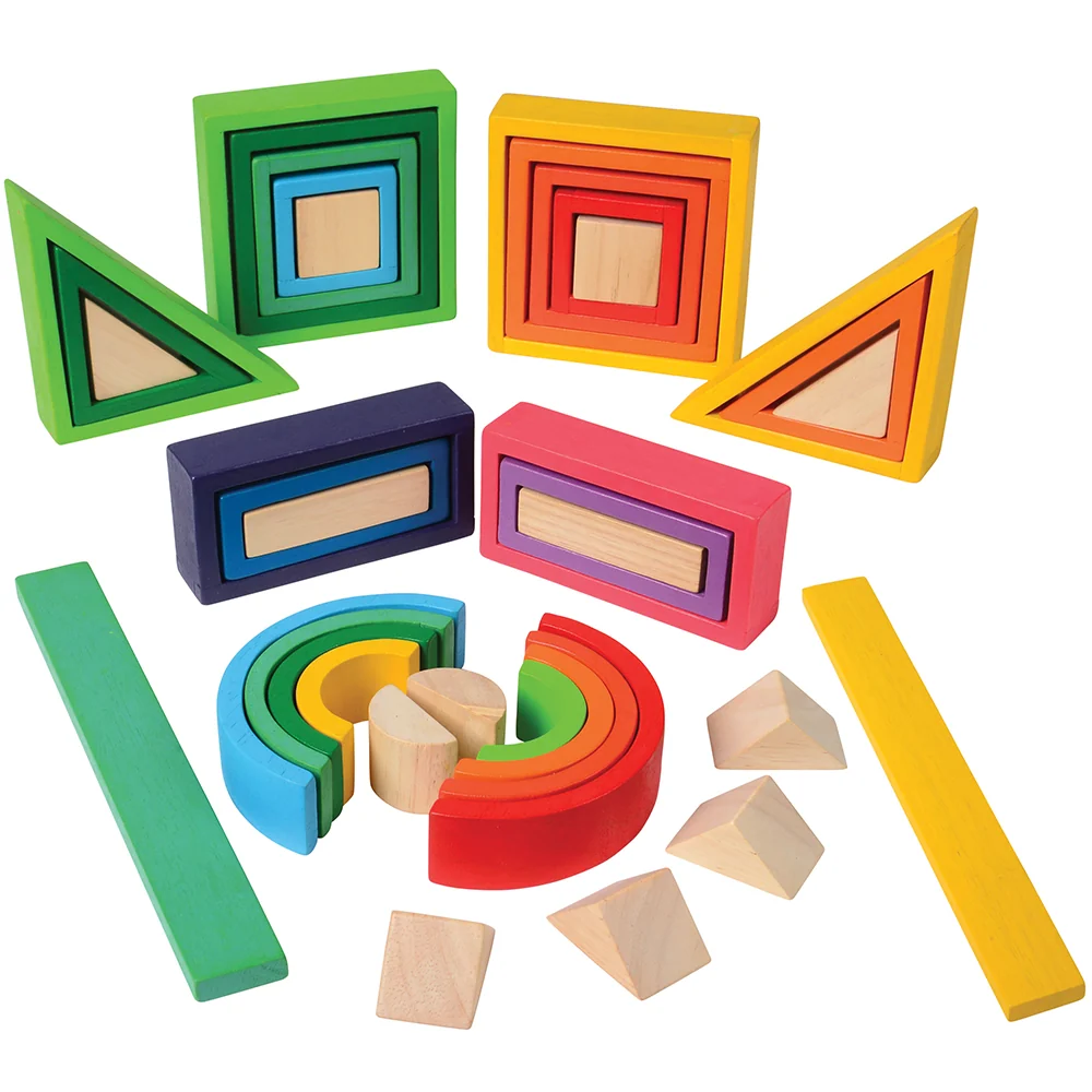 38-Piece Colorful Designer Blocks | Durable Hardwood Shapes for Creative Building - Image 5