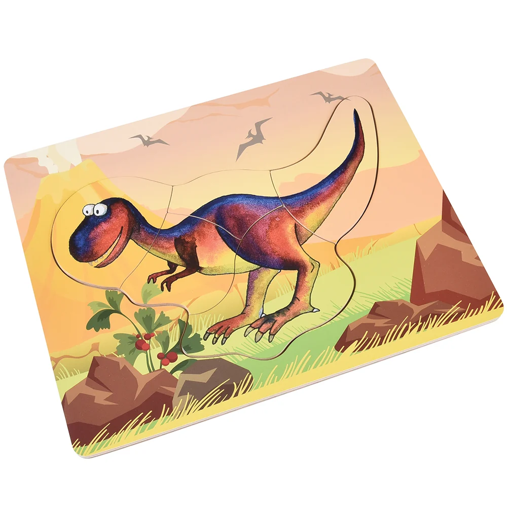 Dinosaur Friends Wooden Puzzles | Set of 5 with Easy-Grasp Raised Pieces - Image 5