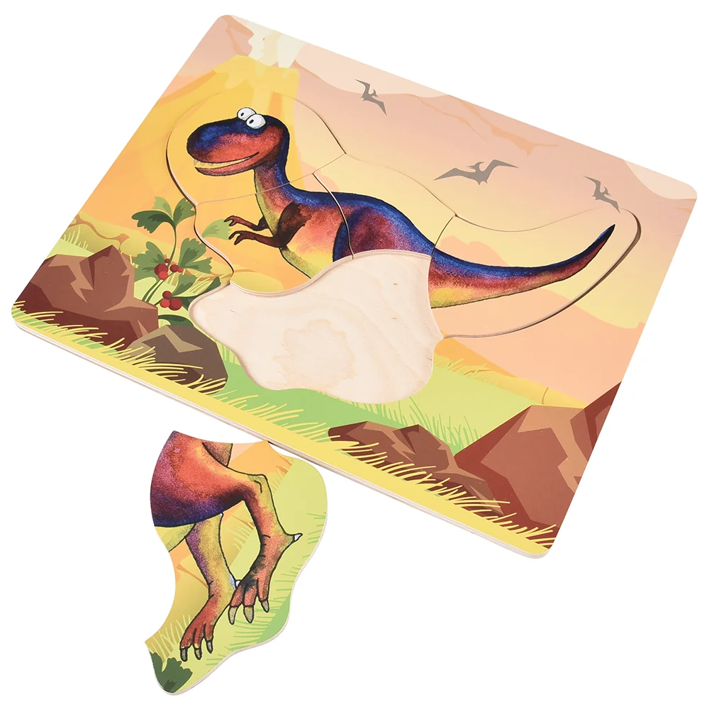 Dinosaur Friends Wooden Puzzles | Set of 5 with Easy-Grasp Raised Pieces - Image 6