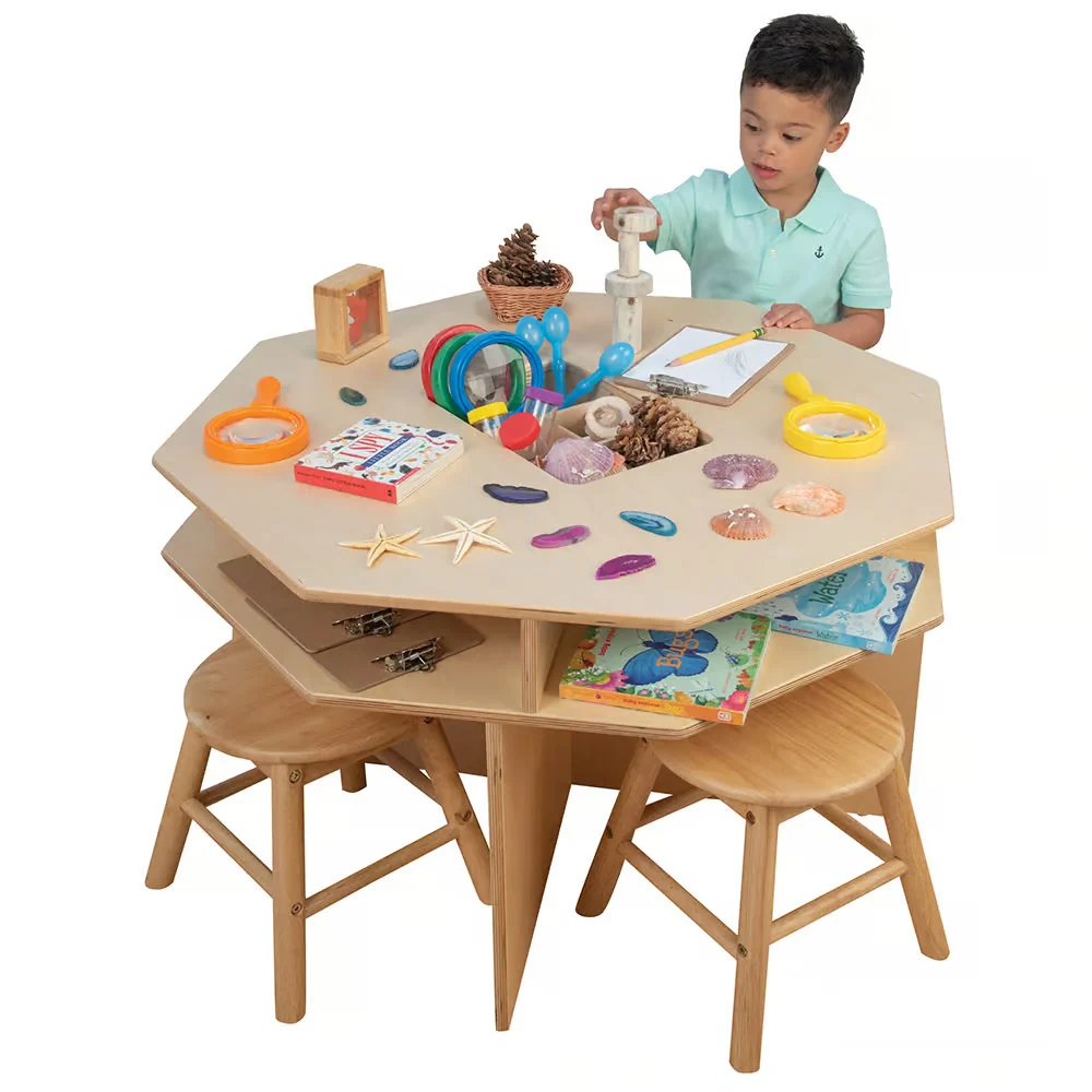 Wooden Discovery Table with 4 Classroom Stools | Hands on Science Center - Image 5