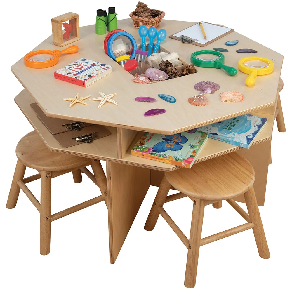 Wooden Discovery Table with 4 Classroom Stools | Hands on Science Center - Image 7