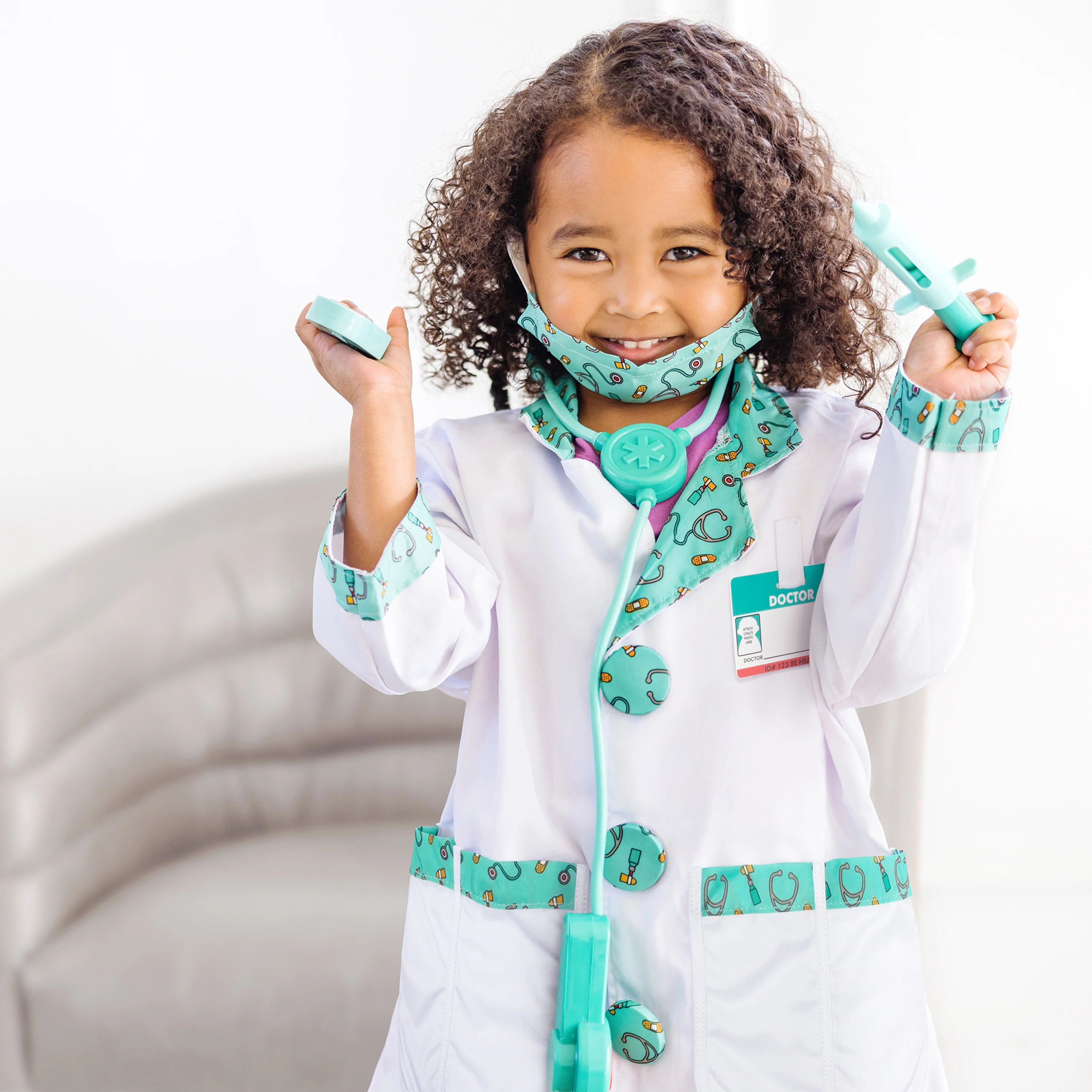 Doctor Outfit for Kids | Pretend Play Medical Role Play Set with Lab Coat, Face Mask, Stethoscope & Medical Tools - Image 2