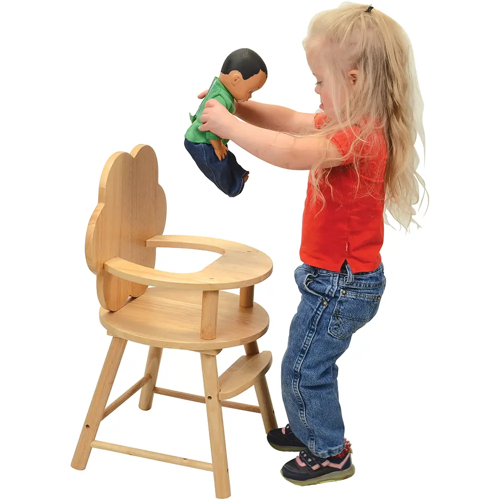 Hardwood Doll High Chair with Scalloped Back - Image 10
