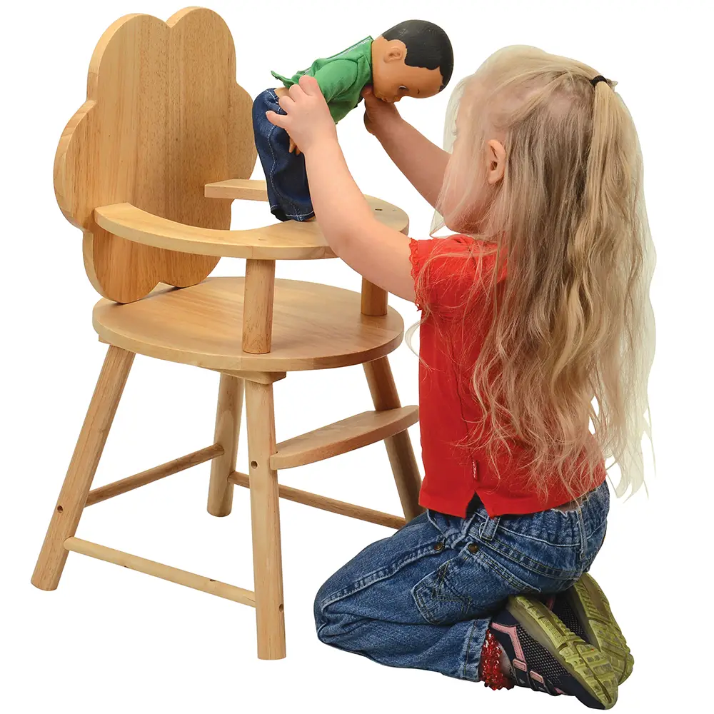 Hardwood Doll High Chair with Scalloped Back - Image 11