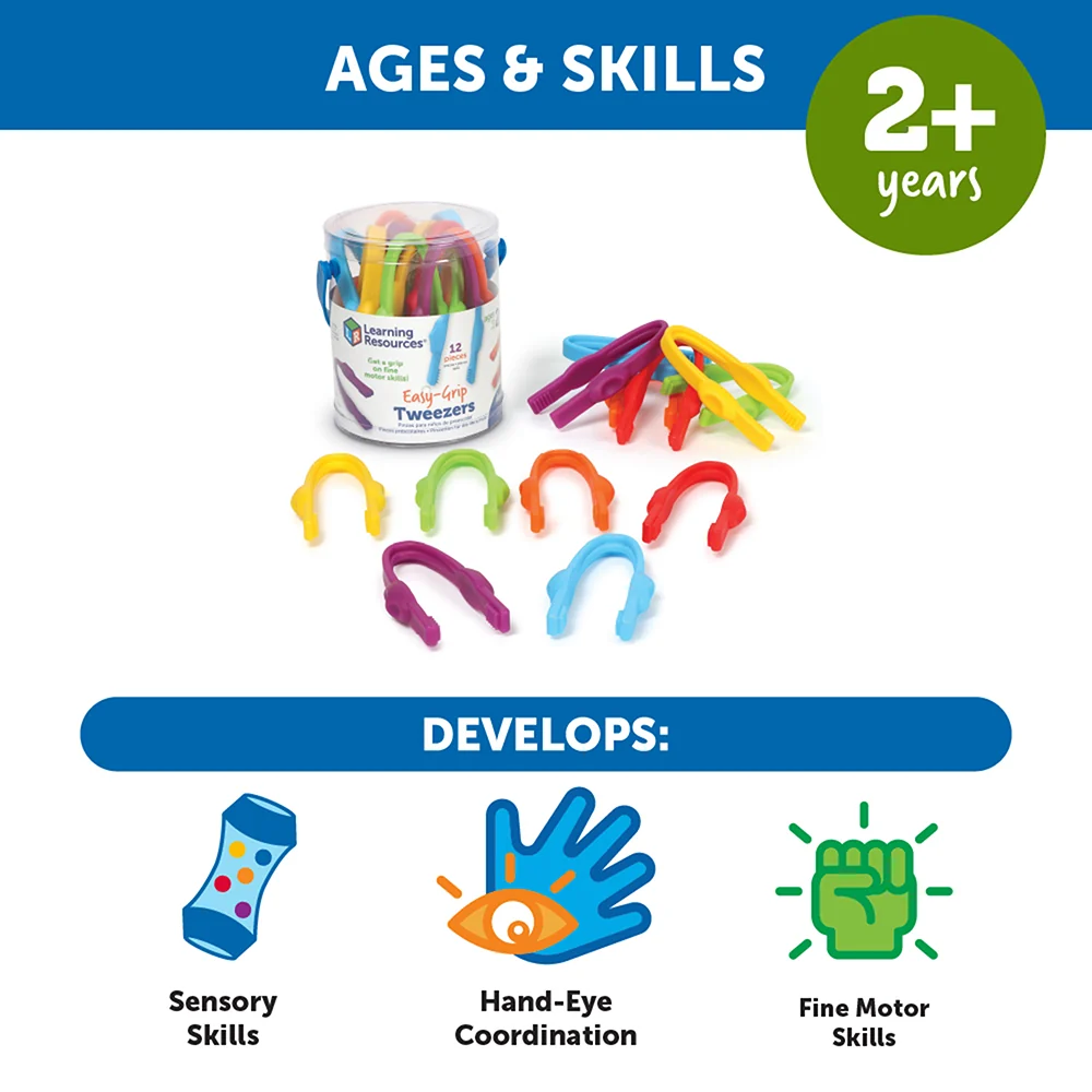 Easy Grip Tweezers | 12 Fine Motor Tools for Sorting, Counting & Sensory Play - Image 3