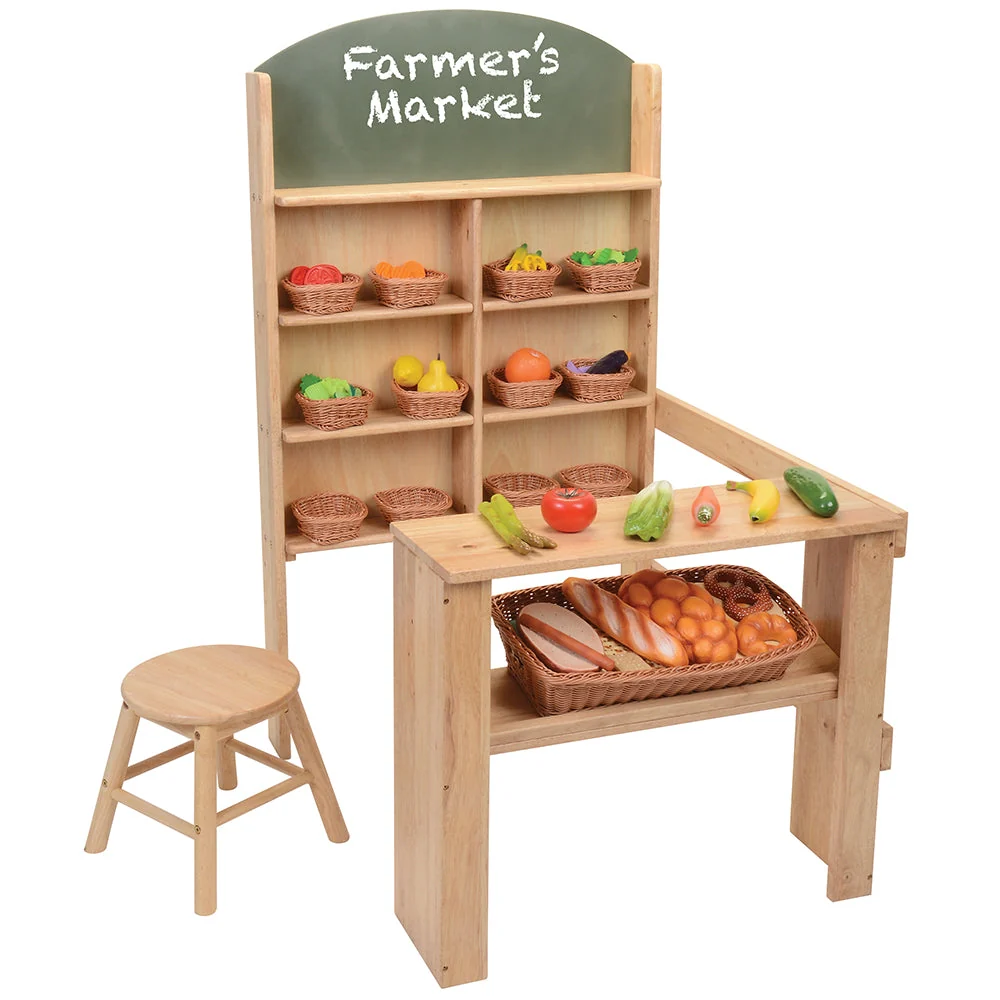 Solid Wood Easy-Shop Market Stall with Chalkboard Marquee - Image 5