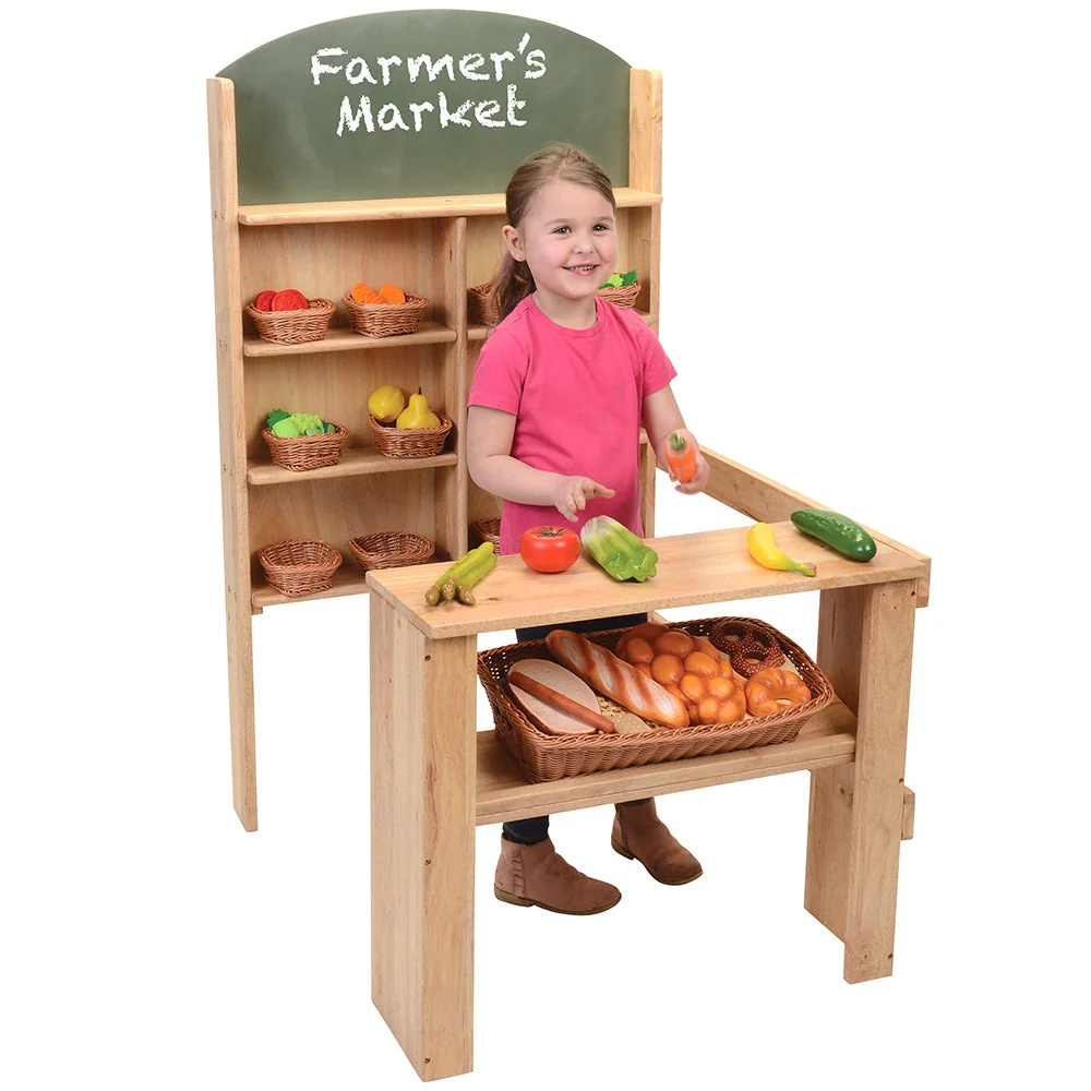 Solid Wood Easy-Shop Market Stall with Chalkboard Marquee - Image 6