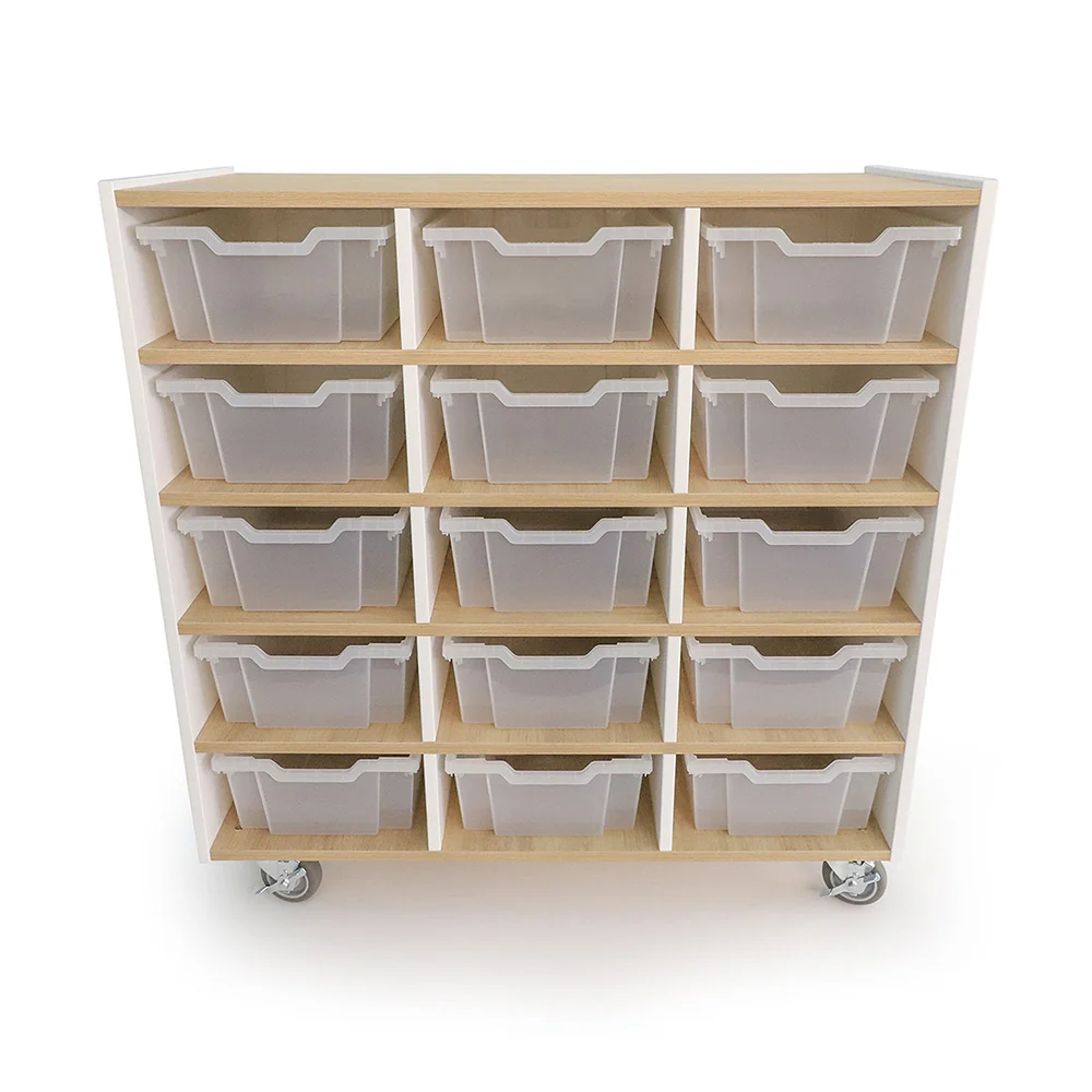 elevatED™ 15 Tray Cabinet | Mobile Classroom Storage with 15 Gratnell Trays