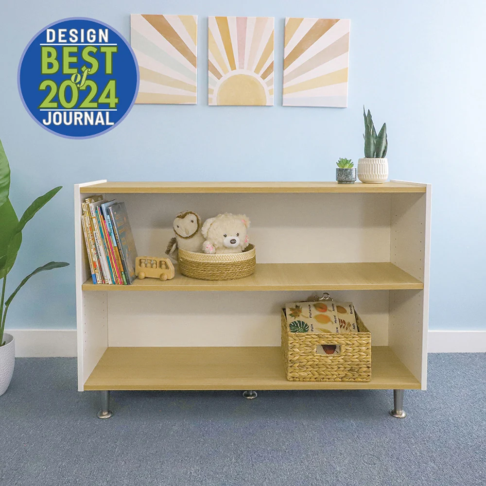 elevatED™ 33" Adjustable Shelf Cabinet | Modern White Oak Classroom Storage with Flexible Shelving