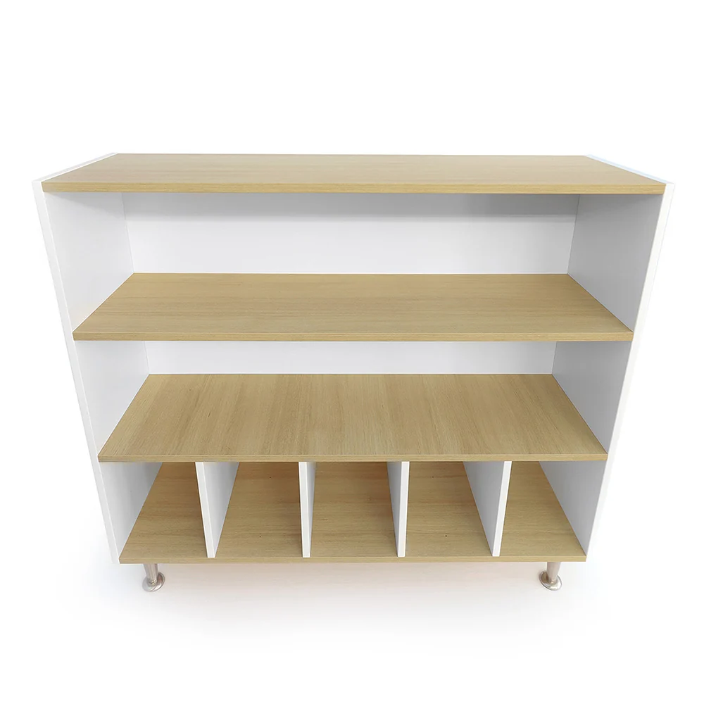 elevatED™ Cubby & Shelf Cabinet | Classroom Storage with Two Open Shelves & Five Large Cubbies