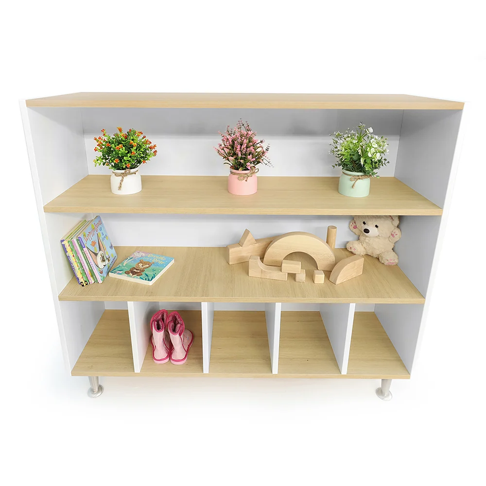 elevatED™ Cubby & Shelf Cabinet | Classroom Storage with Two Open Shelves & Five Large Cubbies - Image 5
