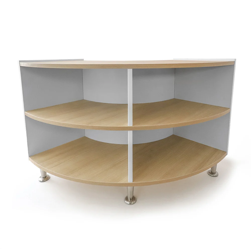 elevatED™ Curve In Storage Cabinet | 27" High Modern Curved Classroom Storage with Fixed Shelves
