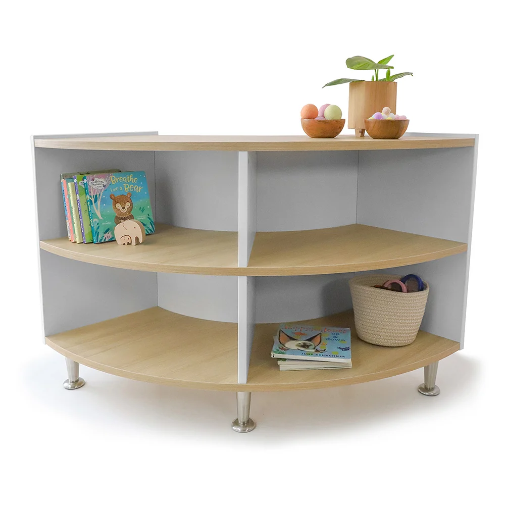 elevatED™ Curve In Storage Cabinet | 27" High Modern Curved Classroom Storage with Fixed Shelves - Image 2