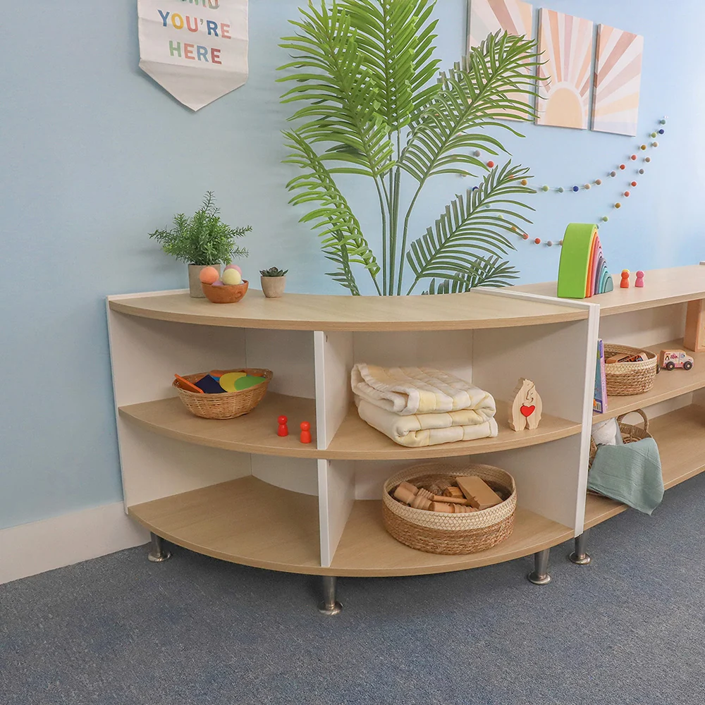 elevatED™ Curve In Storage Cabinet | 27" High Modern Curved Classroom Storage with Fixed Shelves - Image 5