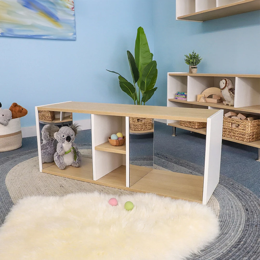 ElevatED™ Discovery Crawl Thru Cabinet | Toddler Mirror Play & Gross Motor Development Furniture with Storage Shelves