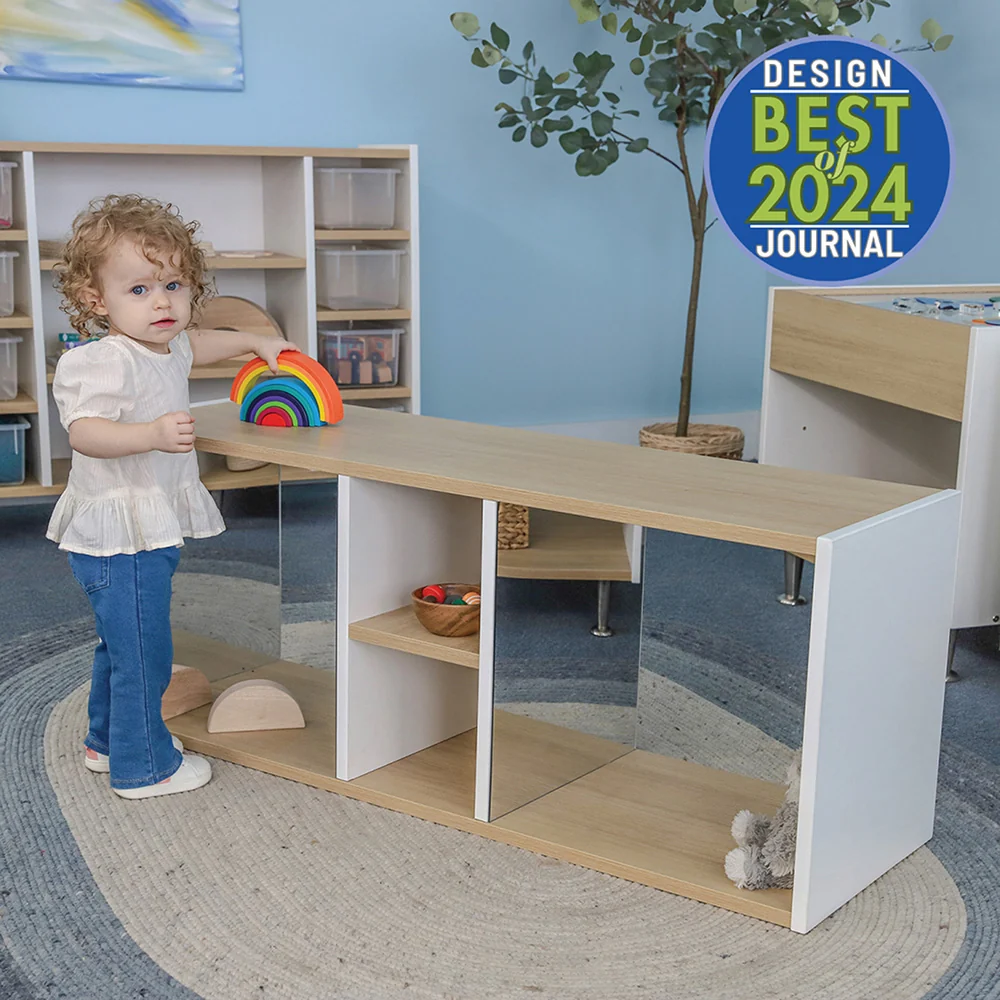 ElevatED™ Discovery Crawl Thru Cabinet | Toddler Mirror Play & Gross Motor Development Furniture with Storage Shelves - Image 3